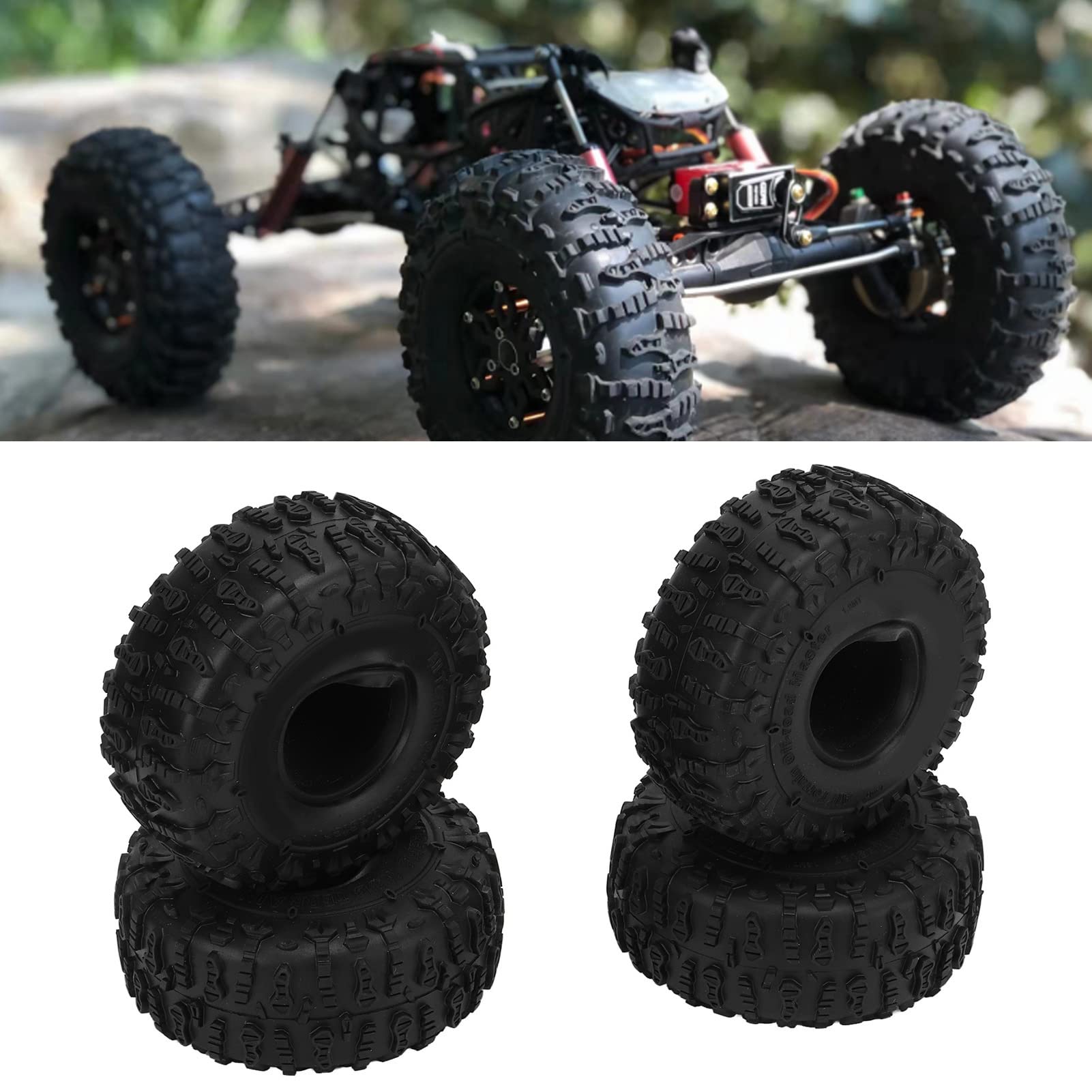 ANKROYU Jeu De 4 Pneus RC 1,9 Pouces - Caoutchouc, 120x45 Mm, Hexagone 12 Mm - Pour SCX10 TRX4 D90 - Adhérence Tout-terrain