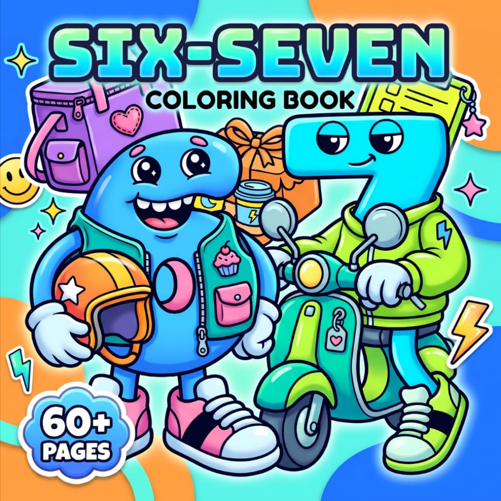 Six Seven Coloring Book: Bold And Easy 67-Themed Pages Full Of Internet Humor, Cute Vibes, And Creative Fun