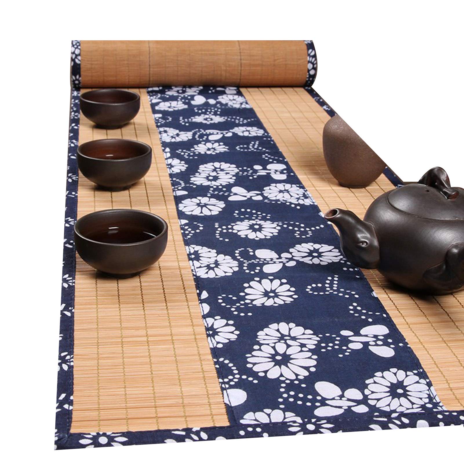 MMQGQ Japanese Bamboo Table Runners,Hand Woven Tea Curtain，washable Placemat For Coffee Dinning Table Mats，natural Color(Size:30×120cm)