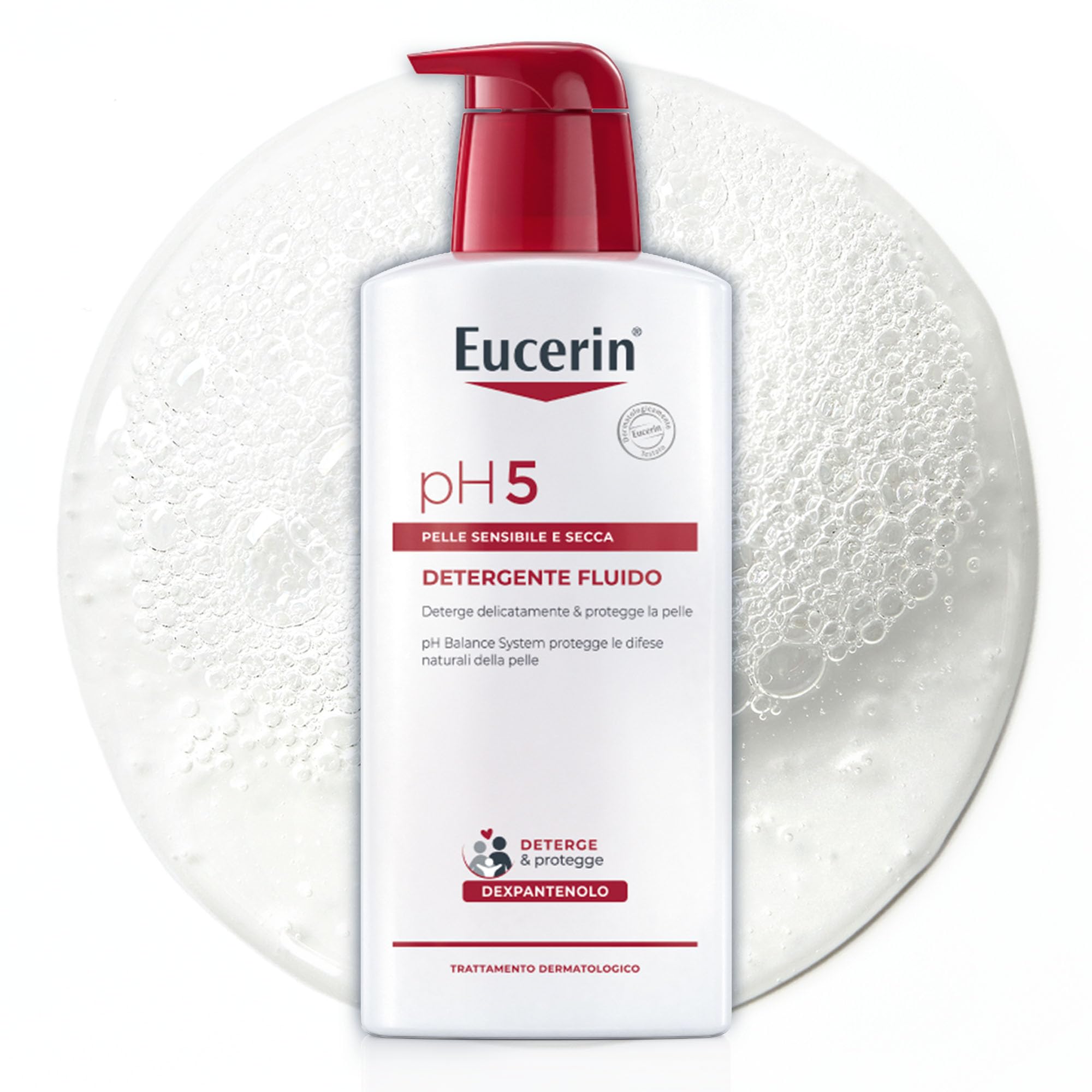 Eucerin pH5 Detergente Fluido 400 ml, Detergente viso e corpo delicato per uso quotidiano e lavaggi frequenti, Bagnoschiuma senza sapone per tutta la famiglia per pelle secca e sensibile