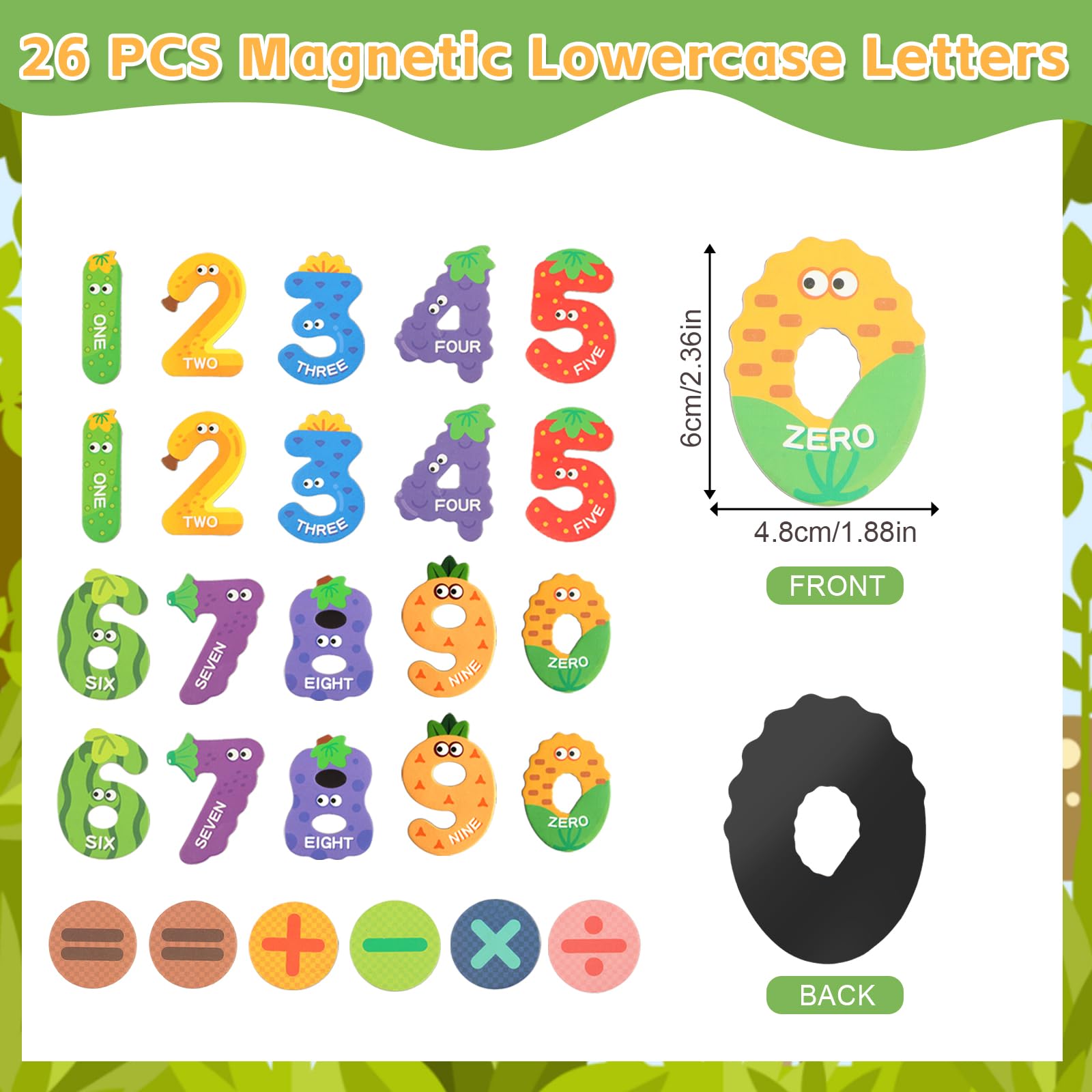 26 Pcs Magnetic Numbers,Large Fridge Magnets for Kids,Fruits Number Magnets,Educational Learning Numbers Toys Include Maths for Baby Toddler Preschool - Image 2