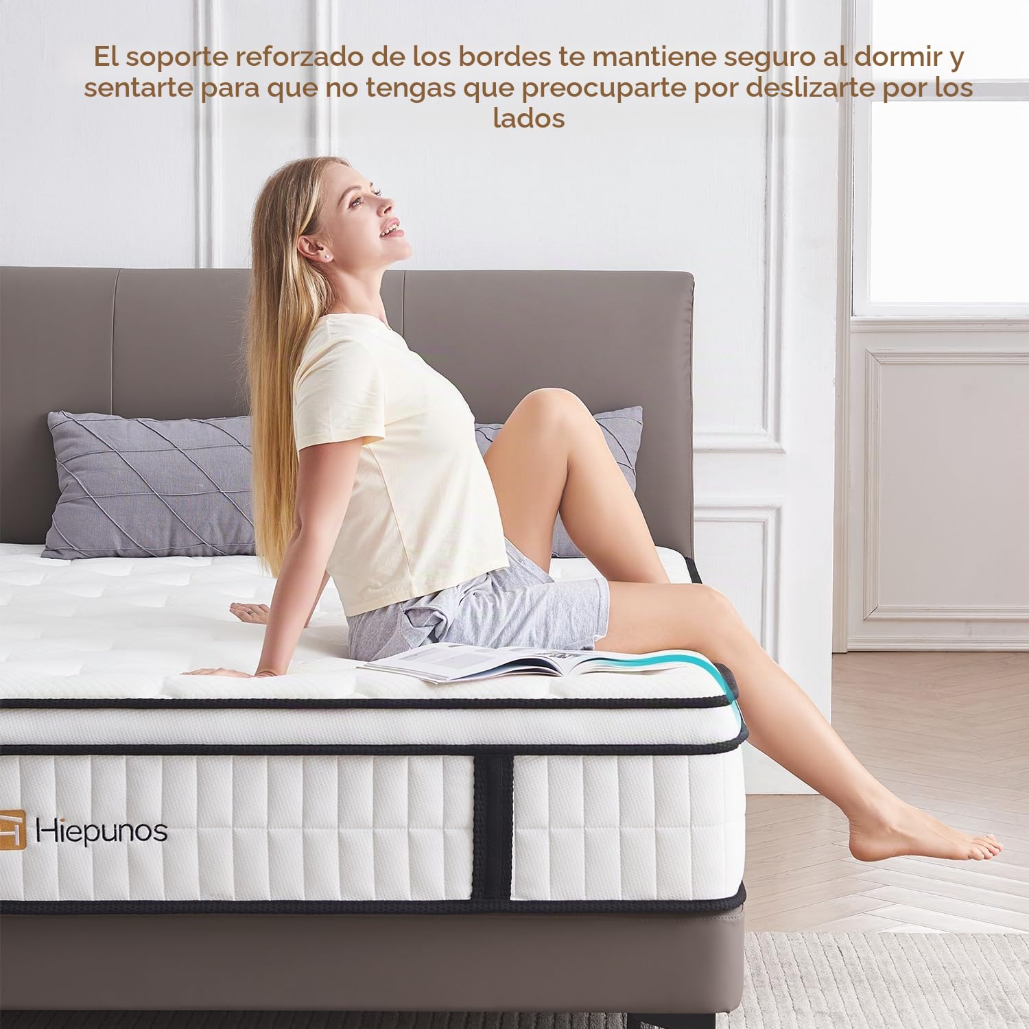 Hiepunos Colchón doble de 4 pies y 6 pulgadas, colchón de cama doble de 10.2 pulgadas, 7 zonas de muelles ensacados, firmeza media, sueño cómodo para aliviar el dolor de espalda y dormir pesado (135 x