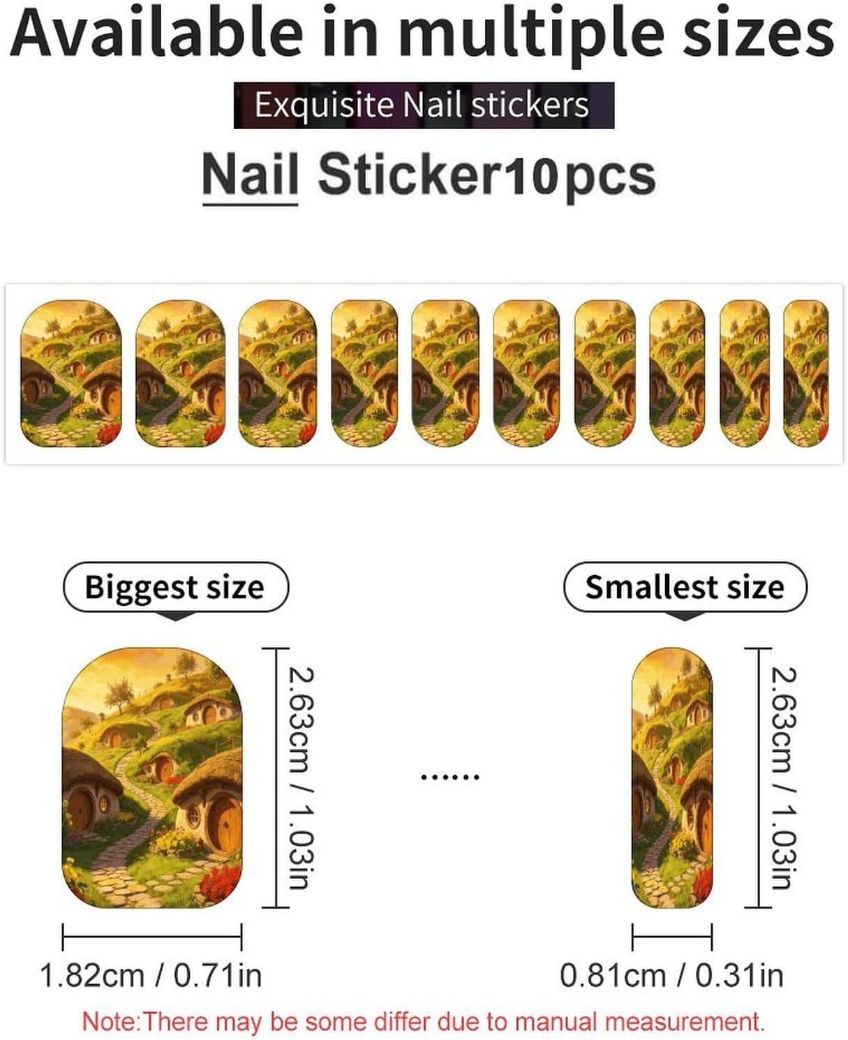 HobbitonSummer Nail Stickers Nail Strips | Nail Art Stickers of 10 sets with decorate fingernails,toenails,artificial nails Full Cover Easy On-Off Non-Damaging