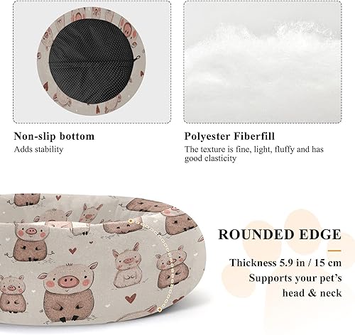 Miniatura 5 de KLL Cartoon Brown Cute Pigs Anxiety Relief Pet Cat Beds fluffier Dog Pillow Bed for Small Size Pets Supplies Camas para mascotas Grandes