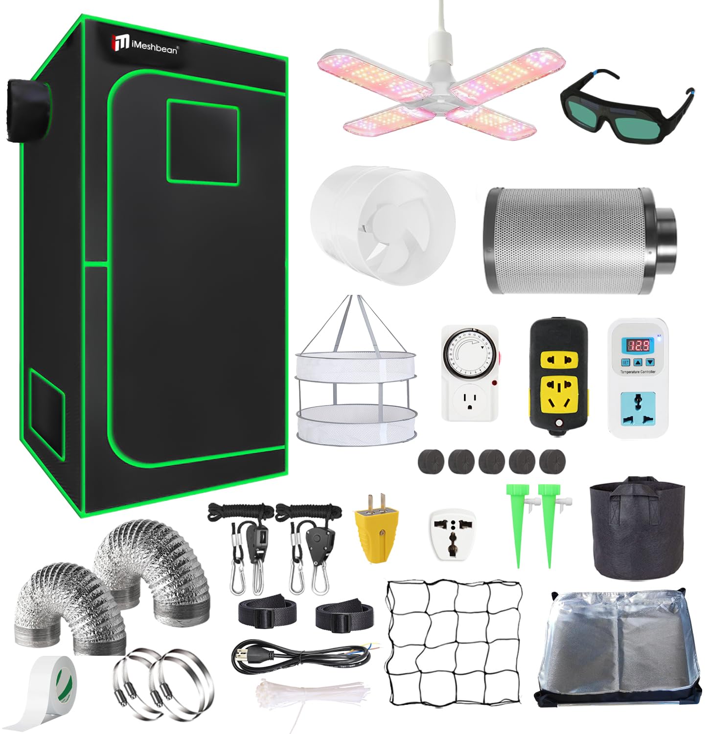 24"x24"x55" Grow Tent Kit, Indoor Grow Tent Complete System High Reflective Mylar Growing Tent +Full Spectrum LED Grow Light Combo,Hydroponics Indoor Plant Growing Tent + Carbon Filter