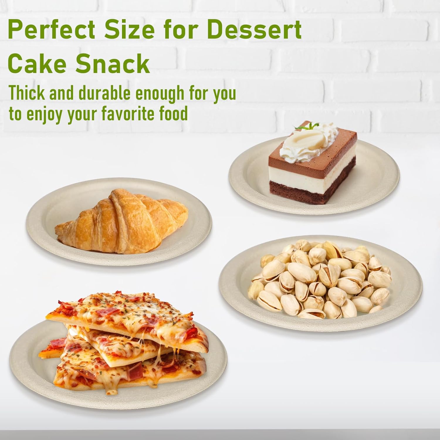 Small Paper Plates, 100 Pack Paper Plates 6 inch, 100% Compostable Plates Eco Friendly Disposable Plates, Small Dessert Plates, Brown - Image 7