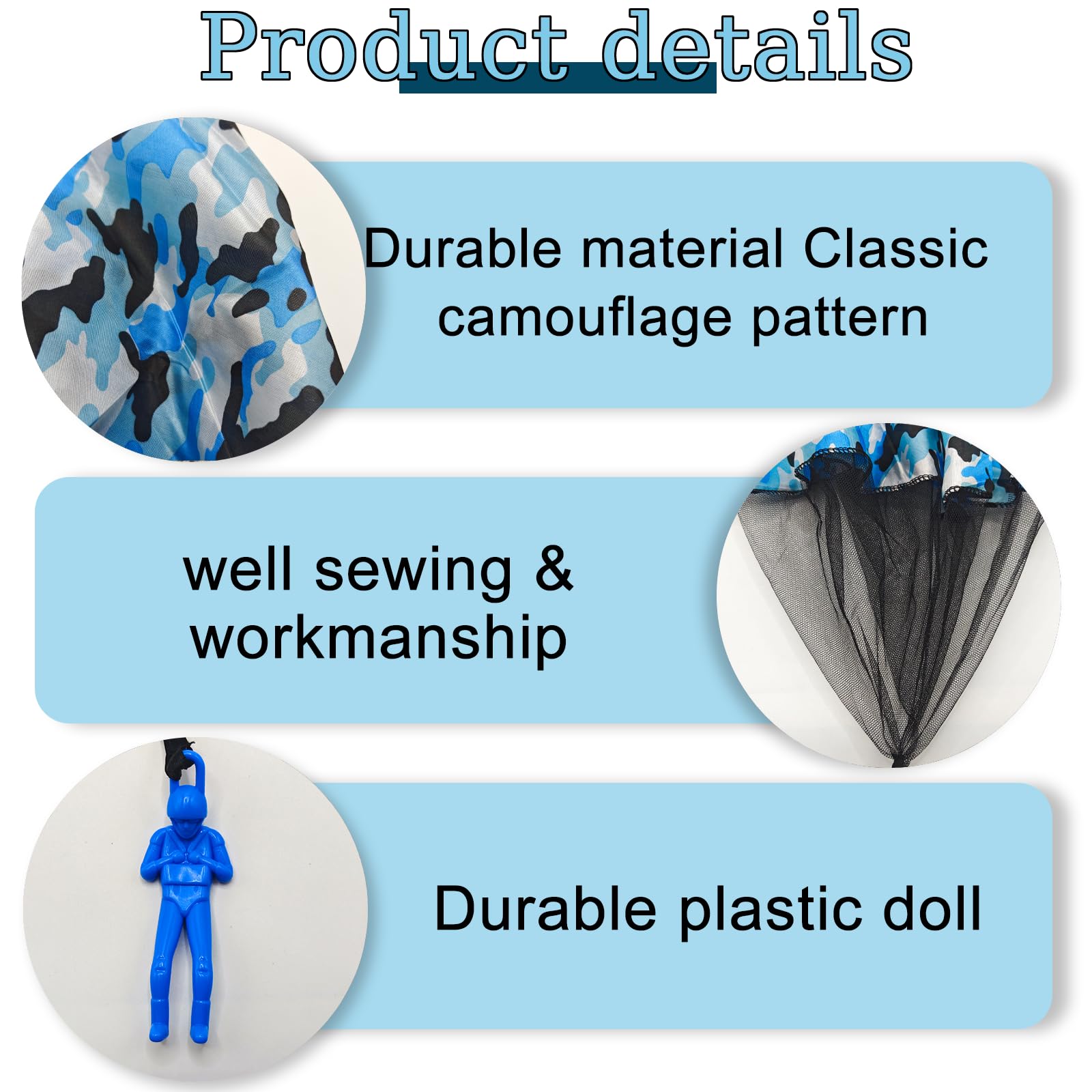 6 PCS Parachute Toys for Kids Parachute Toy Set including Army Men Parachute Men Soft Camo Paratrooper Parachute Creative Craft Ideal Throwing Play Outdoor Flying Toy for Boys and Girls Gifts - Image 3
