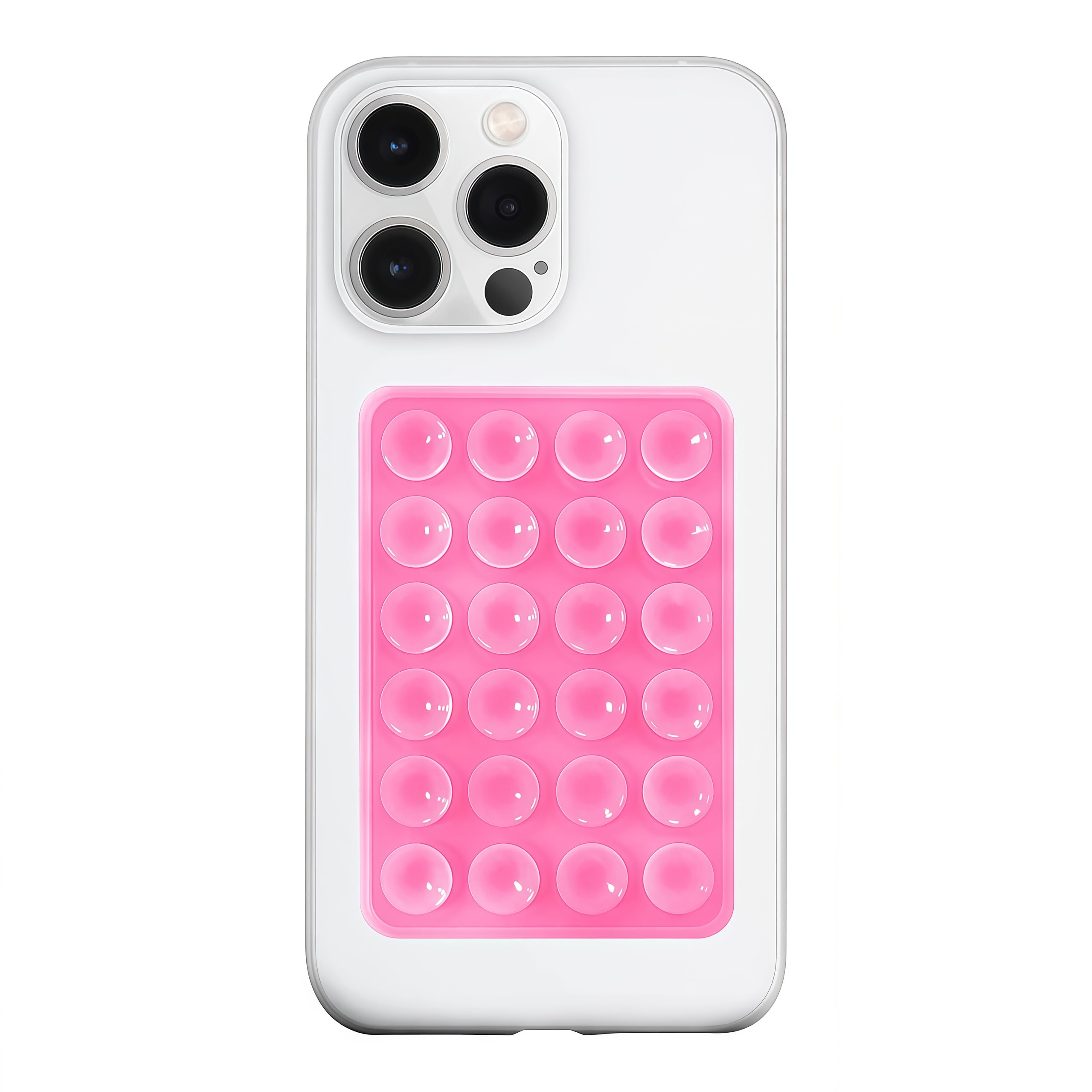 Anteel Silicone Suction Phone Case Mount, Silicon Adhesive Phone Accessory for Smartphones, Hands-Free Mirror Shower Phone Holder for Selfies, Tiktok Videos (Pink)