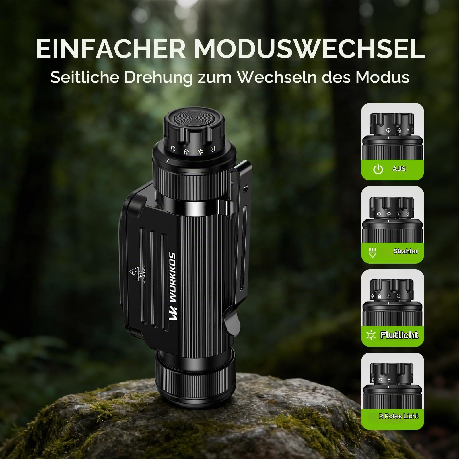 Wurkkos HD17 Led Stirnlampe Wiederaufladbar 2500 Lumen Superhelle Kopflampe | Rotlicht & 6 Modi，180° Verstellbar, IPX6 Wasserdicht, Leichte Stirnleuchte für Joggen, Angeln, Camping