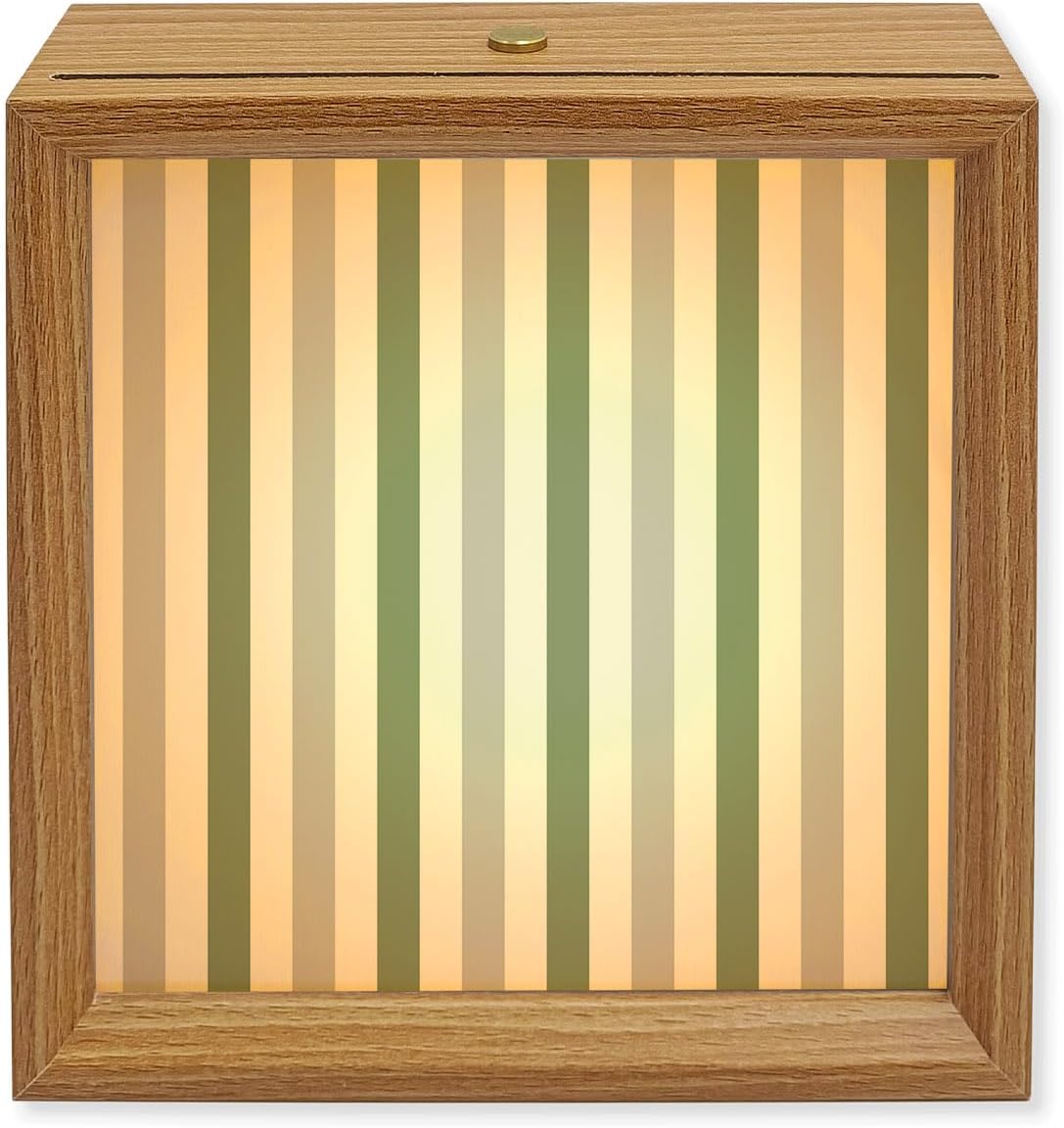 Wood Night Light Box Sage Green Gray Stripes Wooden LED Night Lights with USB Rechargeable Dimmable Touch Table Light Lines Striped Wood Picture Frame Lamp for Bedside Desktop Display Home Decor