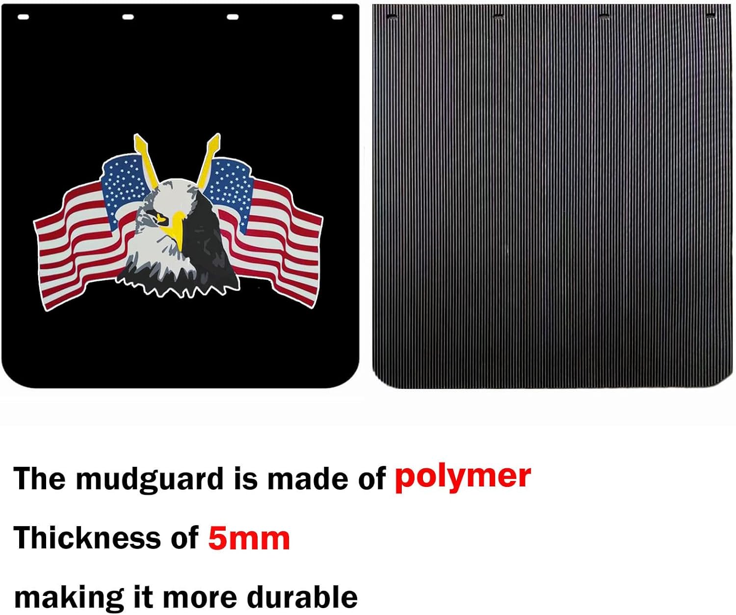 Semi Truck Mud Flaps 24"x24" Mud Flaps for Semi Trucks Trailer Tractor Heavy-Duty Polymer Semi Mud Flaps Easy Installation Black Universal Truck Mud Flaps 2PCS (24MFBK-XEG)