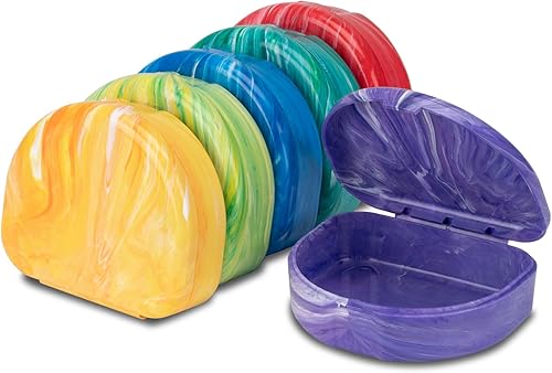 Practicon Estuches de retención de mármol, funda de alineador transparente, cajas de retención de ortodoncia dental, soporte para protector bucal,