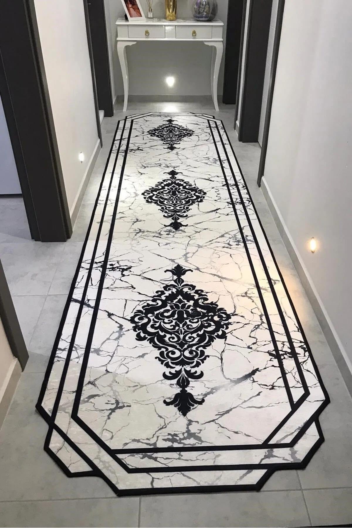 Monnhein Çok Renkli Yolluk Tuğra-2 - Yıkanabilir, Kaymaz Taban, Dijital Baskılı, Leke Tutmaz, İnce Hav, Modern Koridor, Mutfak, Antre ve Salon için Dekoratif Yolluk