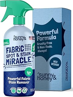 Sunny & Honey Upholstery Cleaner for Furniture - Carpet Stain Remover Spray - 32 Oz, Mint Scent - Pet & Baby Safe Fabric Cleaner
