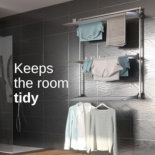 Miniatura 7 de foxydry Tower Wall Drying Rack, Vertical Wall Drying Rack, Retractable Drying Rack for Indoor and Outdoor (150, White)