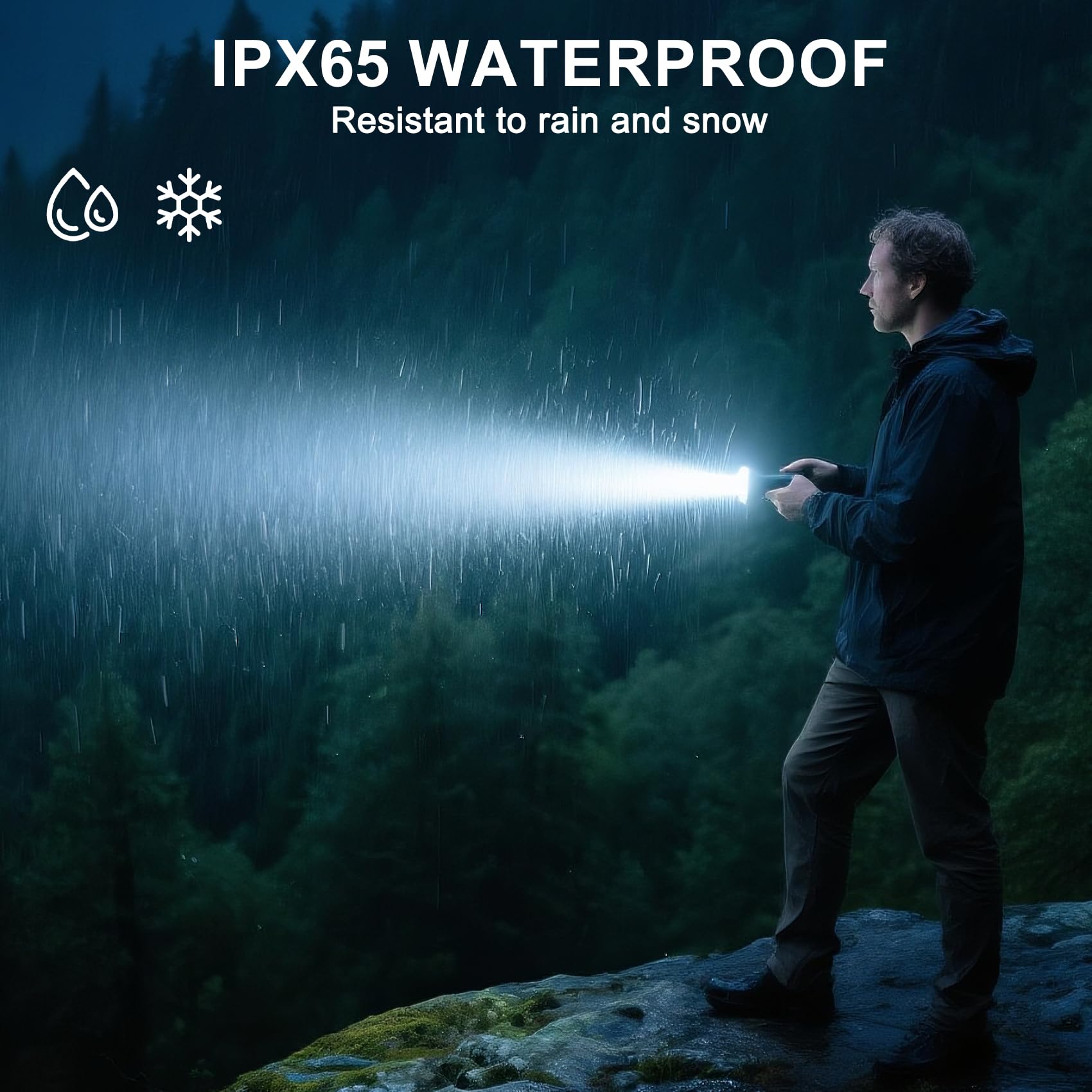 Lampe torche LED 3200 lumens super lumineuse rechargeable 11 modes lampe torche tactique lampe torche LED zoomable avec lumière auxiliaire COB étanche IPX7 pour camping, urgence, surviva