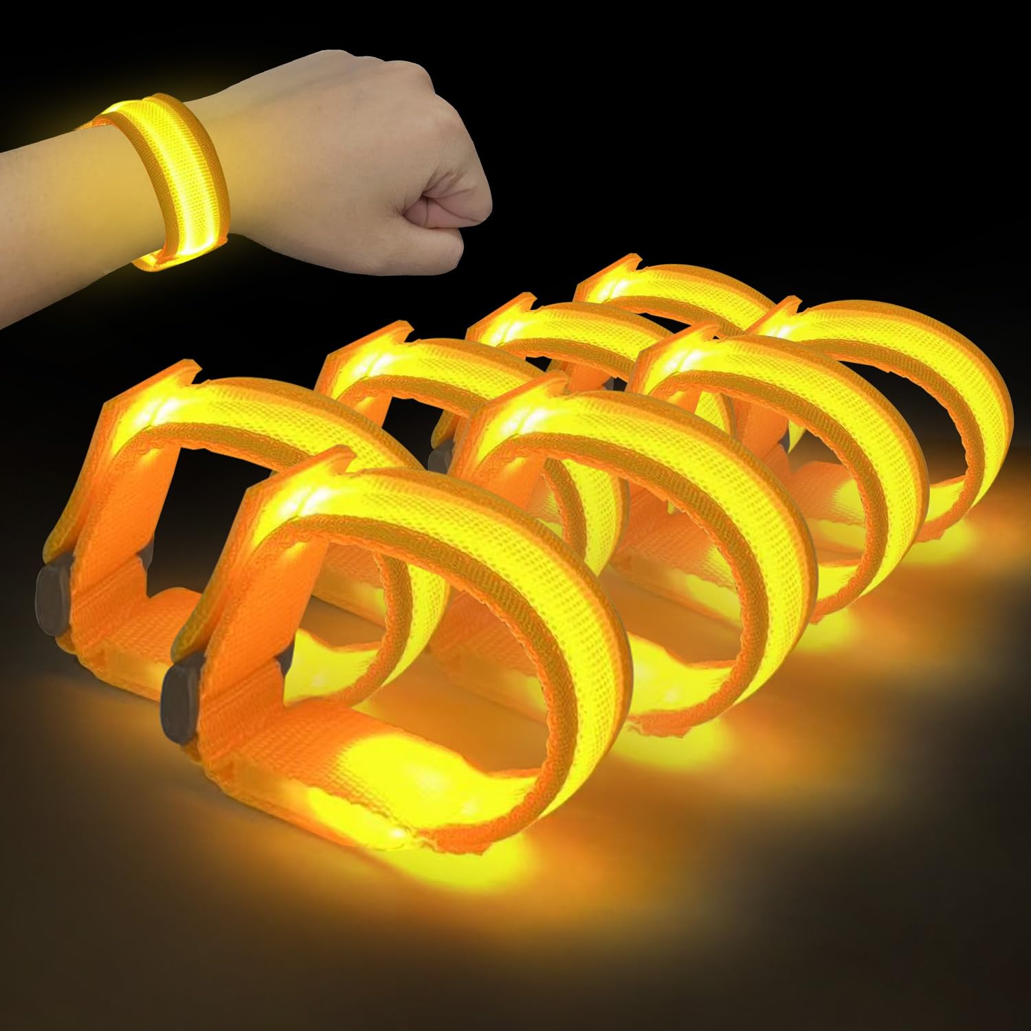 M.best 8pcs LED Light Up Bracelets Glow Flashing Wristbands Glow in The Dark Party Supplies for Wedding, Raves, Concert, Camping,Sporting Events,
