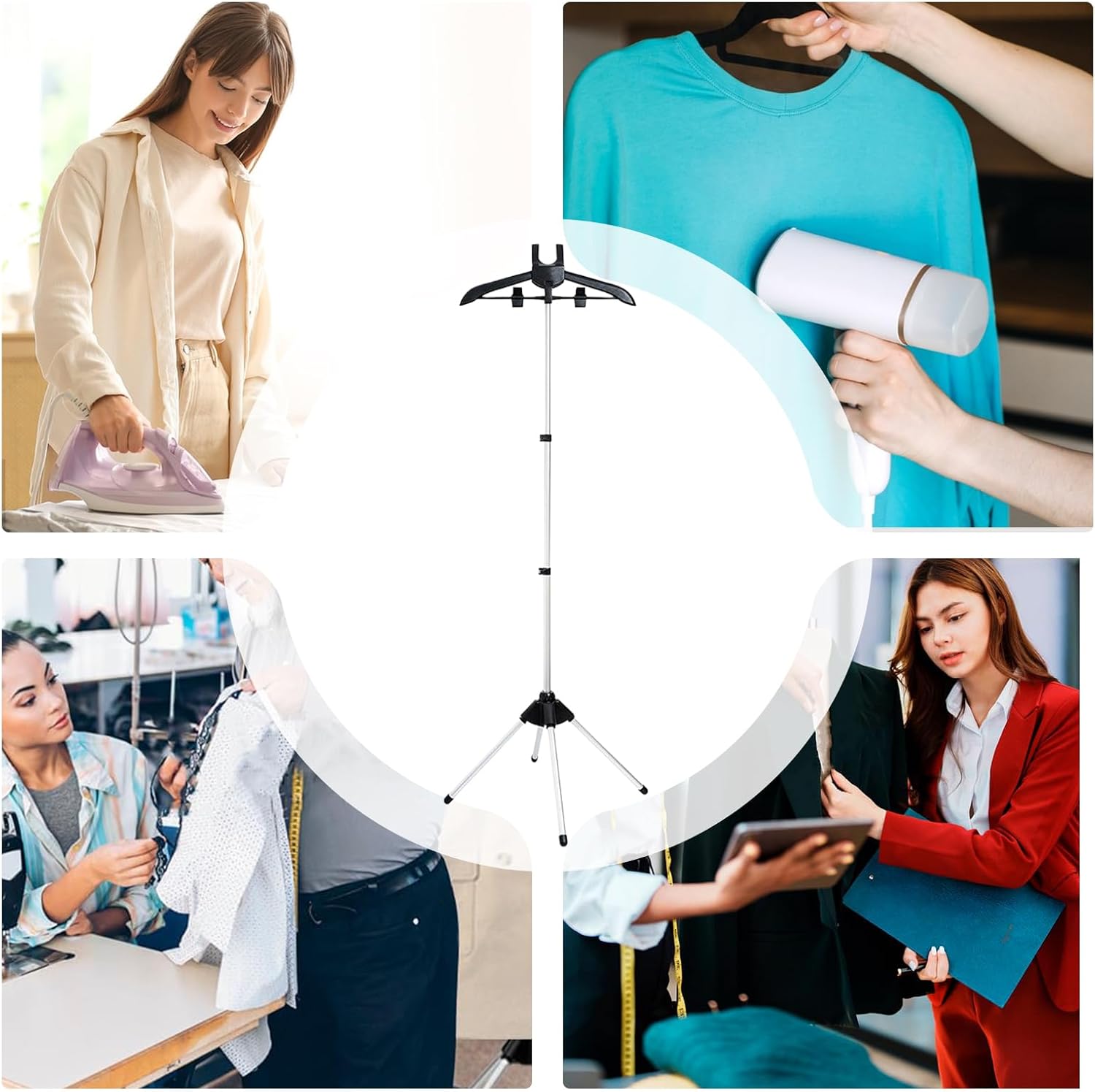 Foldable Steamer Hanger Stand – Adjustable Handheld Steamers Garment Holder, Lightweight and Portable Design | Ideal for Pants, Dresses, Wedding Gowns, Home Use, College Dormitories, Student