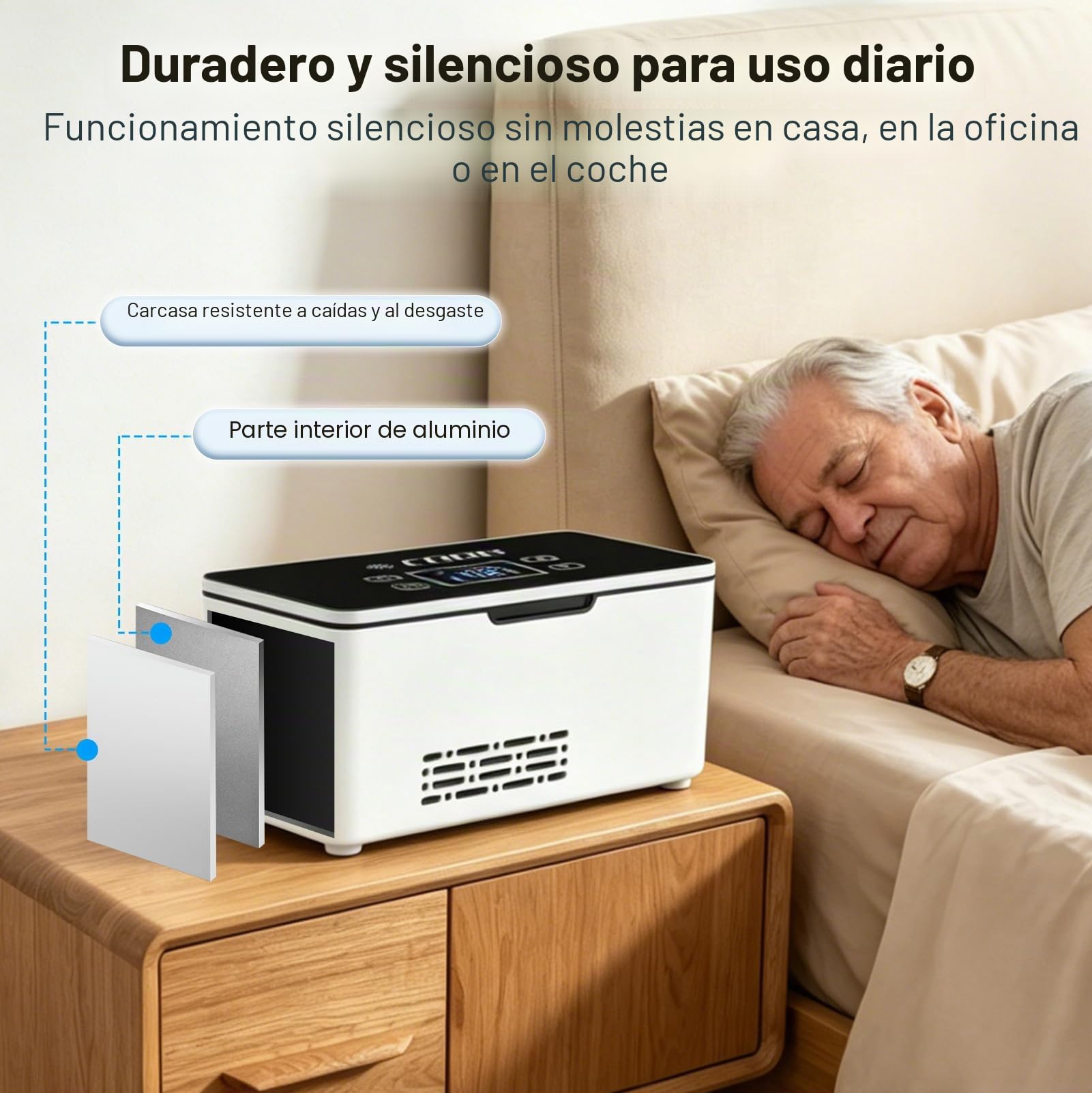 Nevera Insulina Viaje, Nevera Medicamentos Portátil Electrica, 2 a 8 ℃ | Mini Enfriador de Insulina, Temperatura Ajustable, con Dos Baterías de 10200 mAh para Uso en Hogar, Viajes y Automóvil
