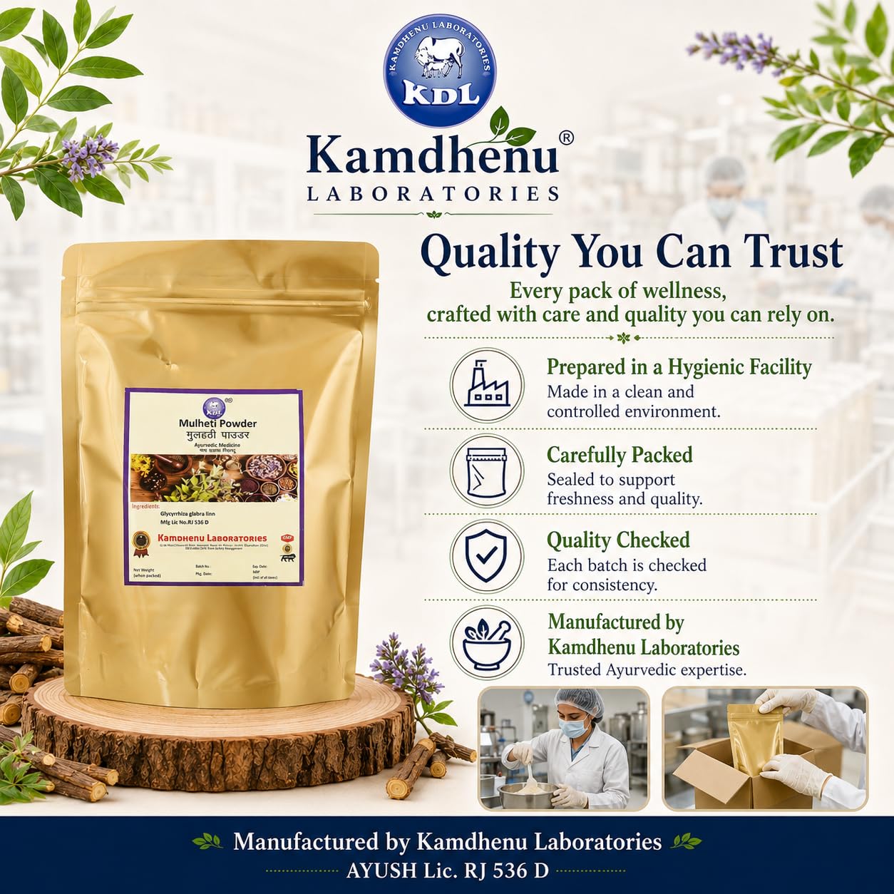 Kamdhenu Mulethi Powder | Glycyrrhiza glabra| 100 grams| Liquorice| Licorice root | Mulethi powder for face, skin, body and eating — Amazon image 6