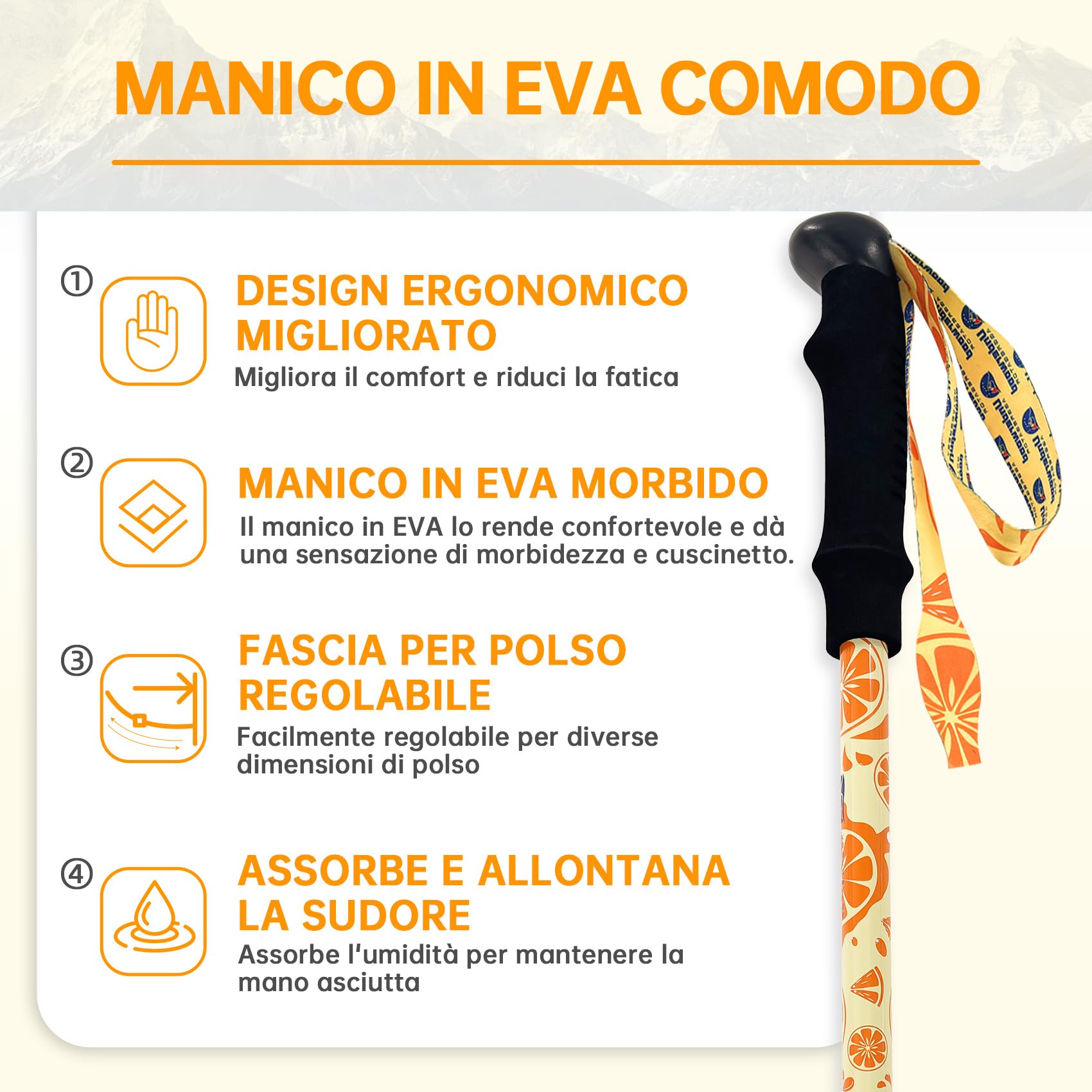 Bastoncini da Trekking Pieghevoli per Bambini - 2 Bastoncini Regolabili Leggeri, Bastoni in Alluminio Pieghevoli per Bambini, Design Retrattile per Escursionismo/Sci (6-12 Anni)