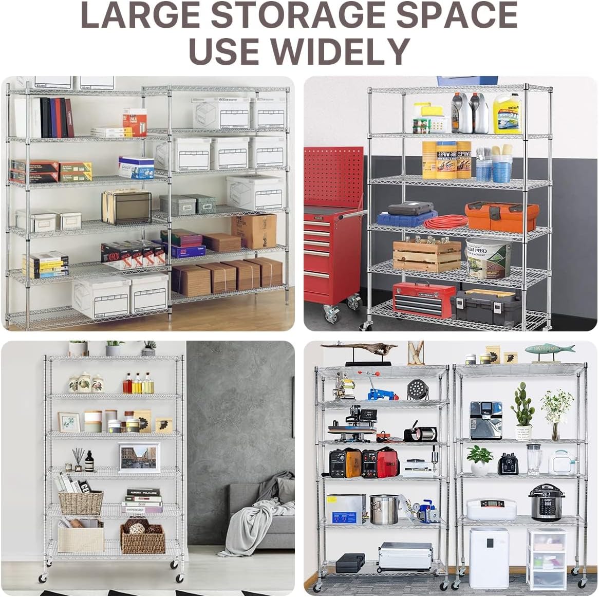 Upgraded 6000Lbs Capacity Wire Rack Shelving Unit 6 Tier Storage Shelves NSF Certified Metal Shelves Heavy Duty Storage Rack with Wheels, Commercial Grade Utility Shelf, 48"x 18"x 76", Chrome