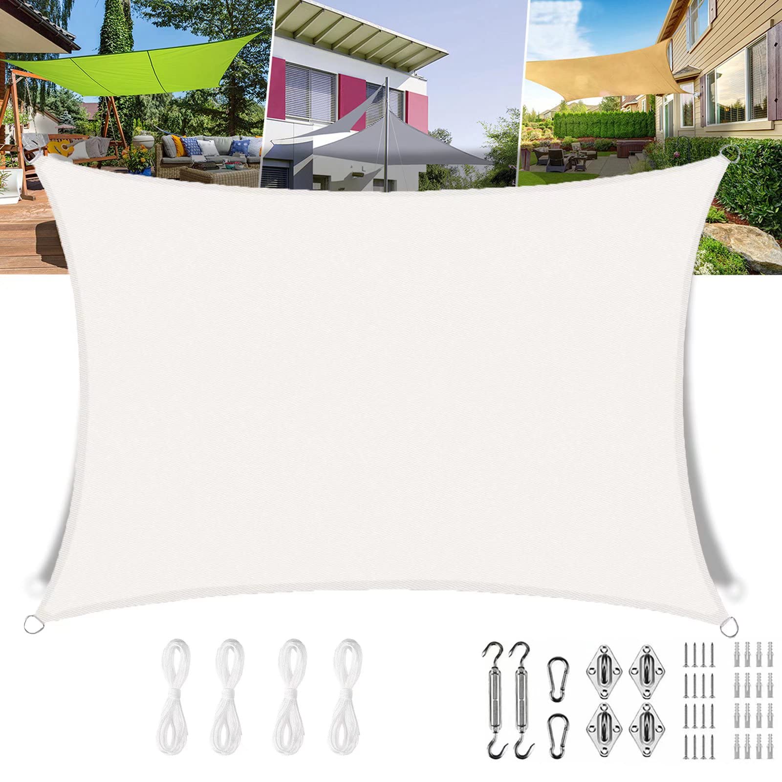 Voile d'ombrage imperméable 2x2 m blanc au design épuré pour piscine et jardin