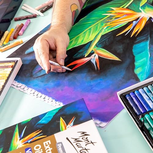 Miniatura 4 de MONT MARTE Pasteles al óleo extrasuaves, colores brillantes surtidos, vibrantes y mantecosos, versátiles para mezclar, capas y sombreado, ideales