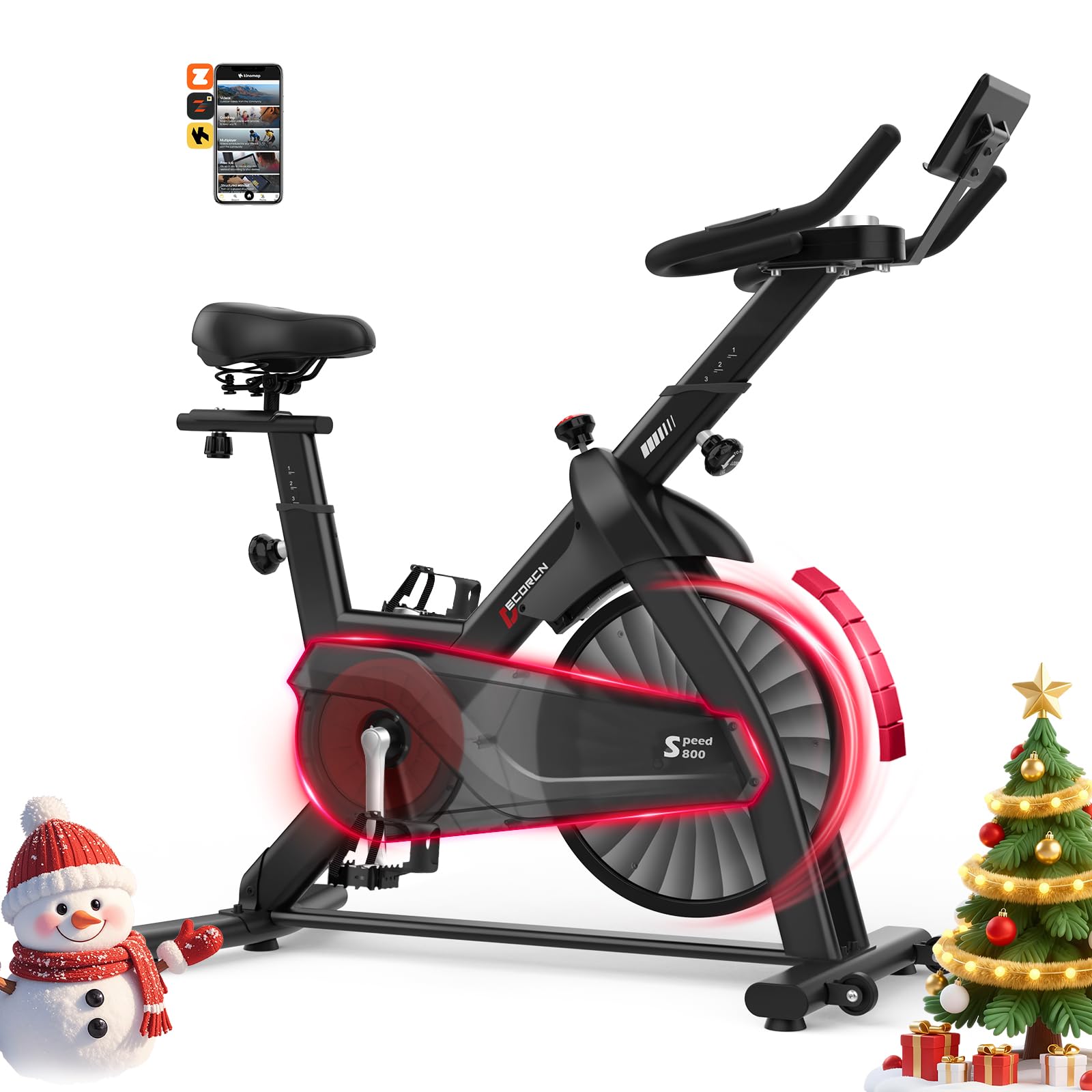 Exercise Bike for Home Use with APP, Magnetic Resistance Spin Bike with Large Tablet Holder & Comfortable Seat, Upgraded LCD Monitor for Quiet Home Cardio Workout, Max 330LBS Capacity
