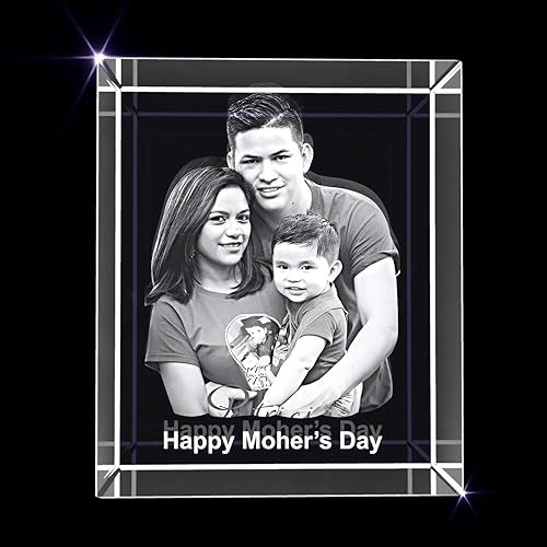 Miniatura 4 de Cristal grabado con foto 3D personalizada (rectángulo grande (3.1 x 4.7 x 2.4 pulgadas)