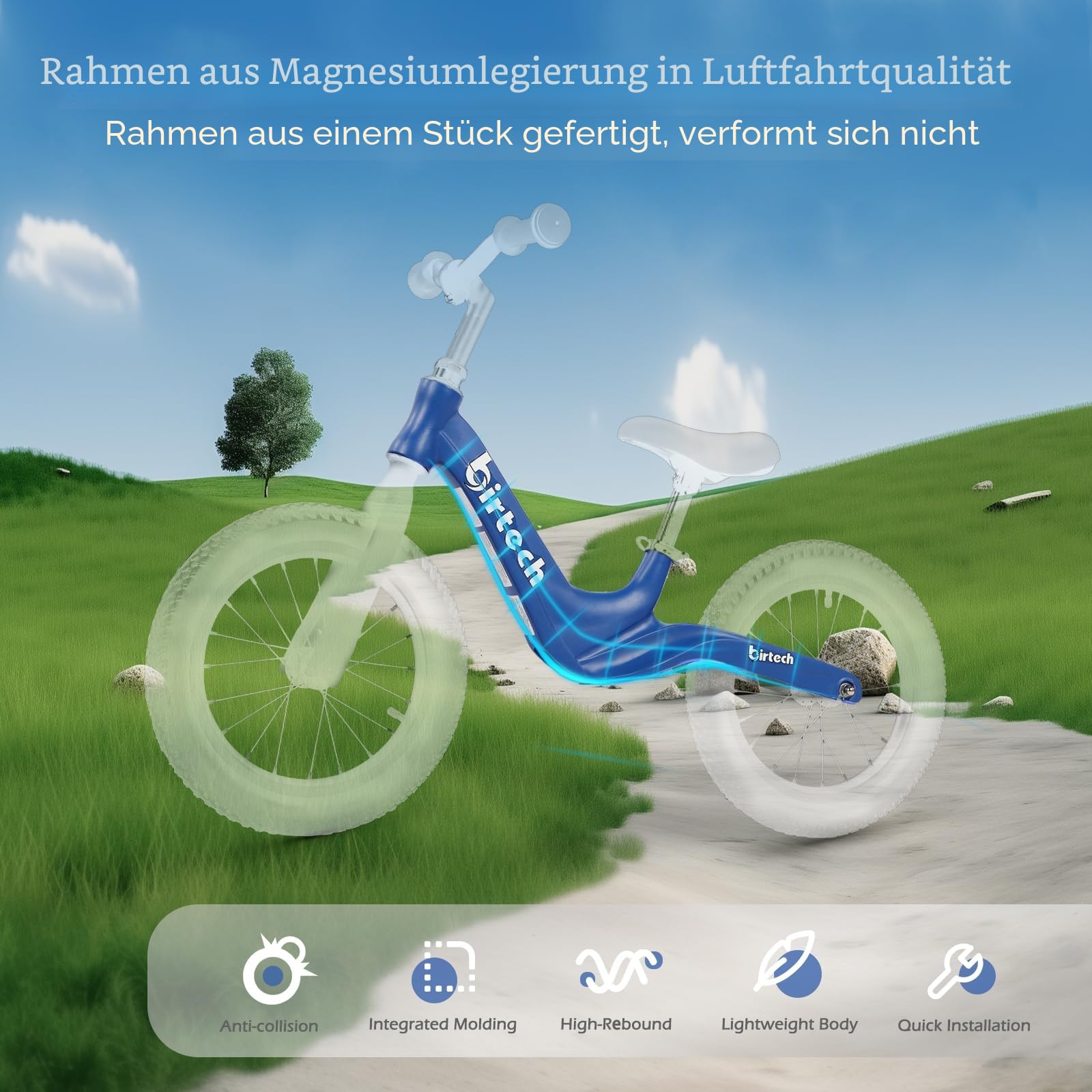 Hello-5ive 14" Kinder-Laufrad für Jungen und Mädchen von 3, 4, 5, 6 Jahren, Luftreifen mit Magnesiumlegierungsrahmen, leichtes, pedaloses Trainingsfahrrad für Kleinkinder