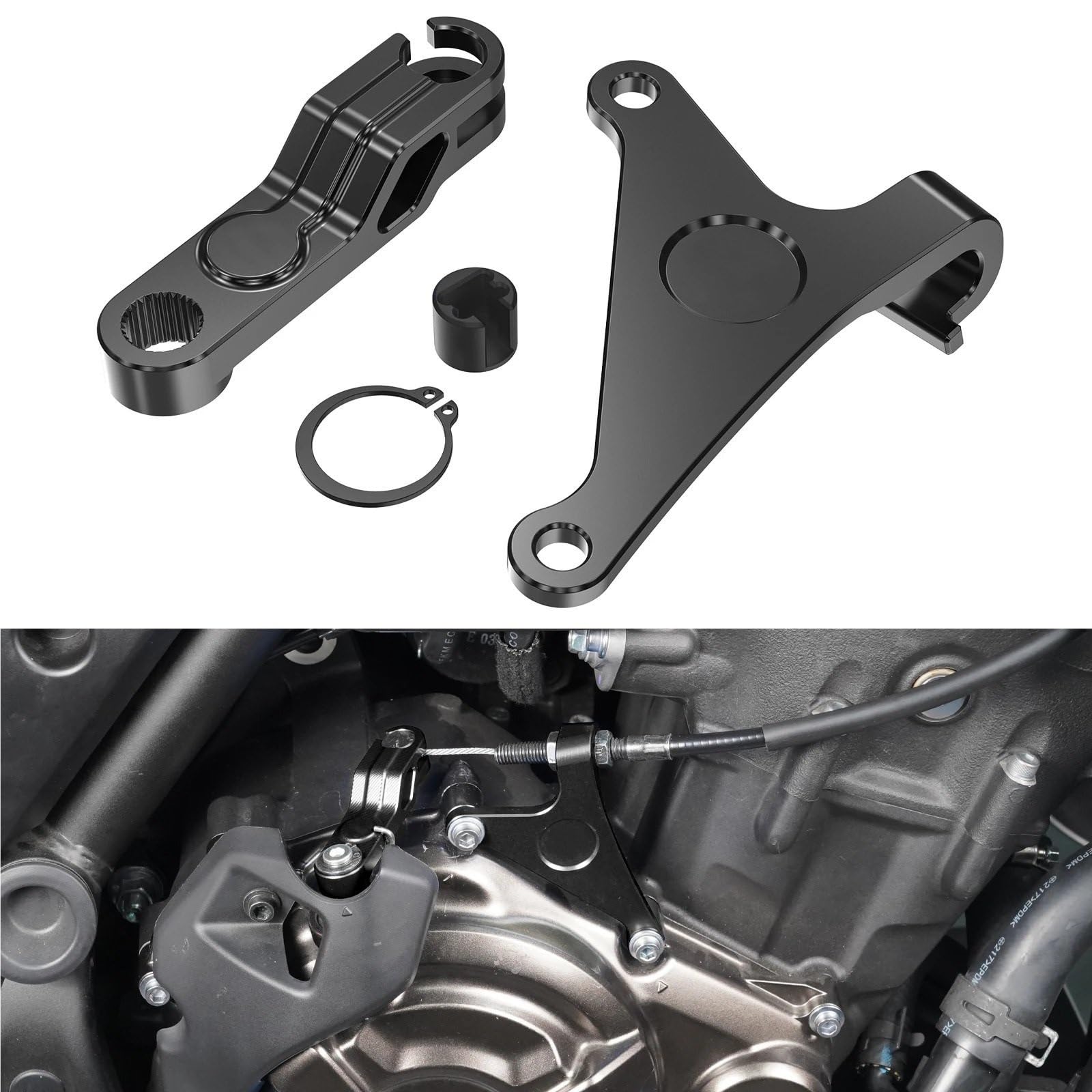 Kable napędowe Pasuje do Yamaha MT07 2018-2022 Tenere 700 2019-2024 World Raid Sprzęgło palcowe pasuje wspornika dźwigni ramienia Motocyklowe kable napędowe(Black)