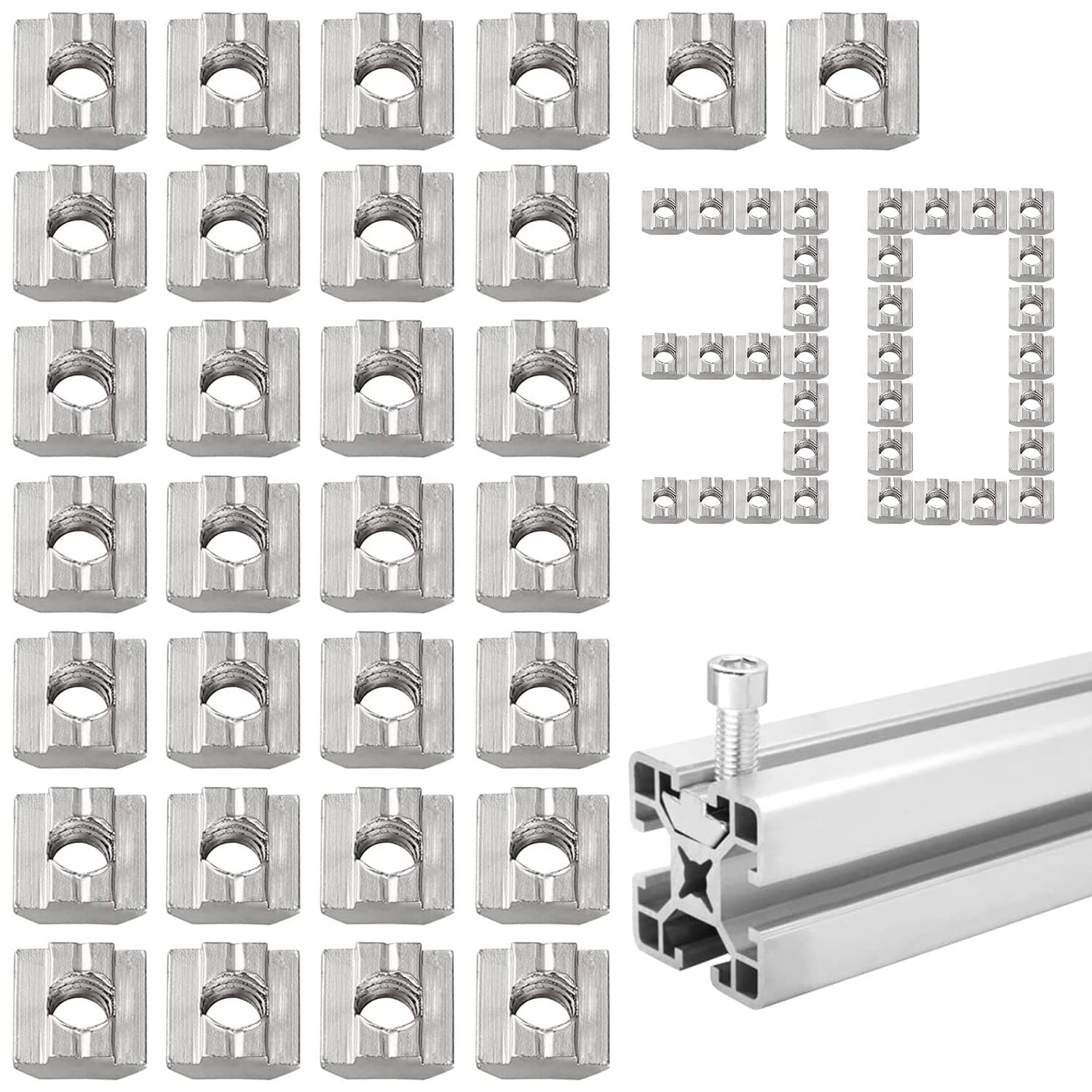 50 Stück Nutensteine M8 - Für Aluprofile 30x30 Serie