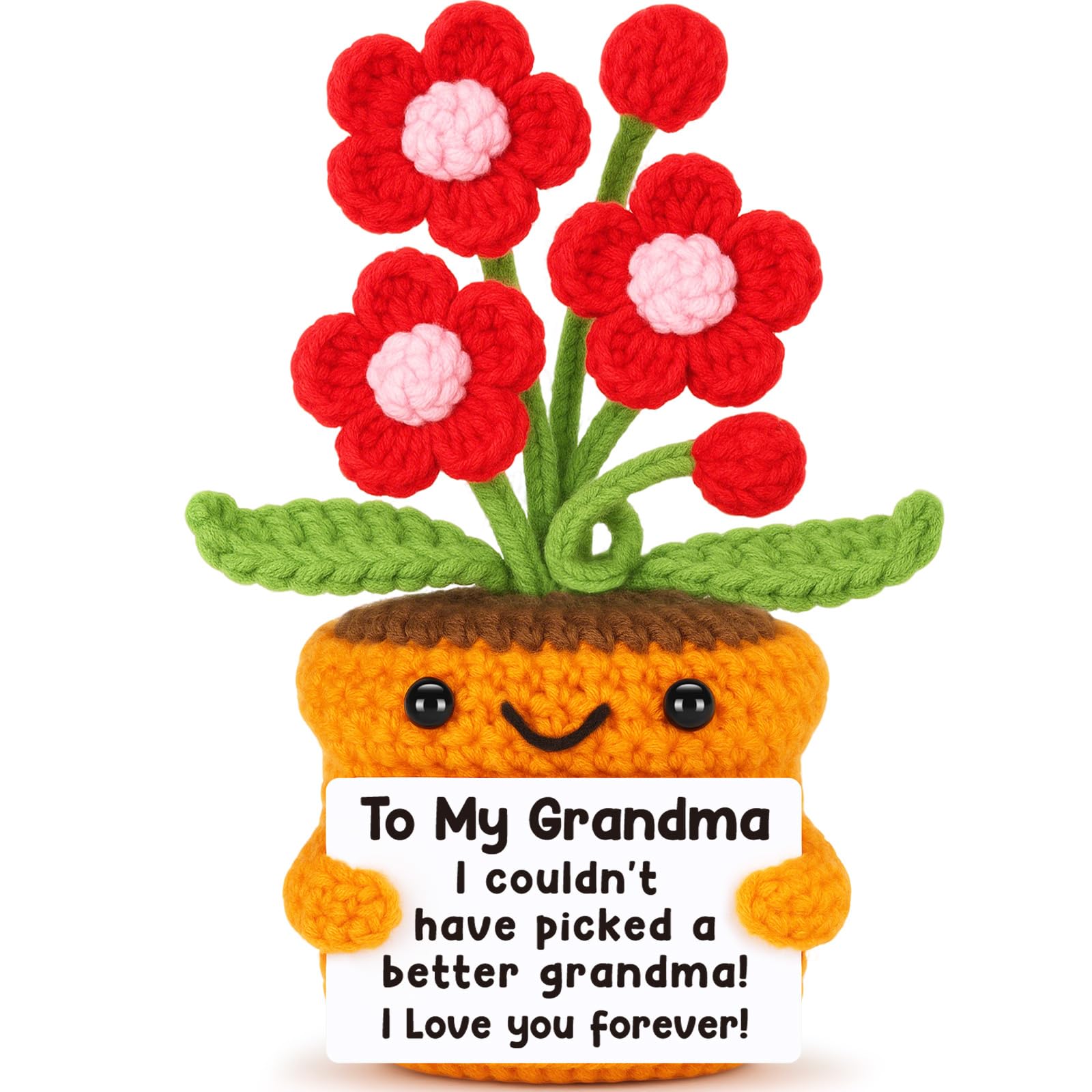 Agantree art Grandma Gifts for Grandma Birthday from Granddaughter Grandson – I Love You Crochet Flower Decor Grandparents Day Christmas for Great Grandma Gigi Nana