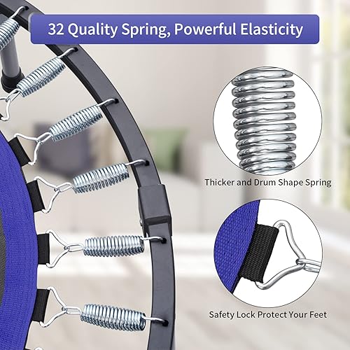 Miniatura 3 de ZENOVA 40" Mini Trampoline, Rebounder Trampoline for Adults,Fitness Trampoline Indoor with Adjustable Bar Rebounder Trampoline Jumping Workouts