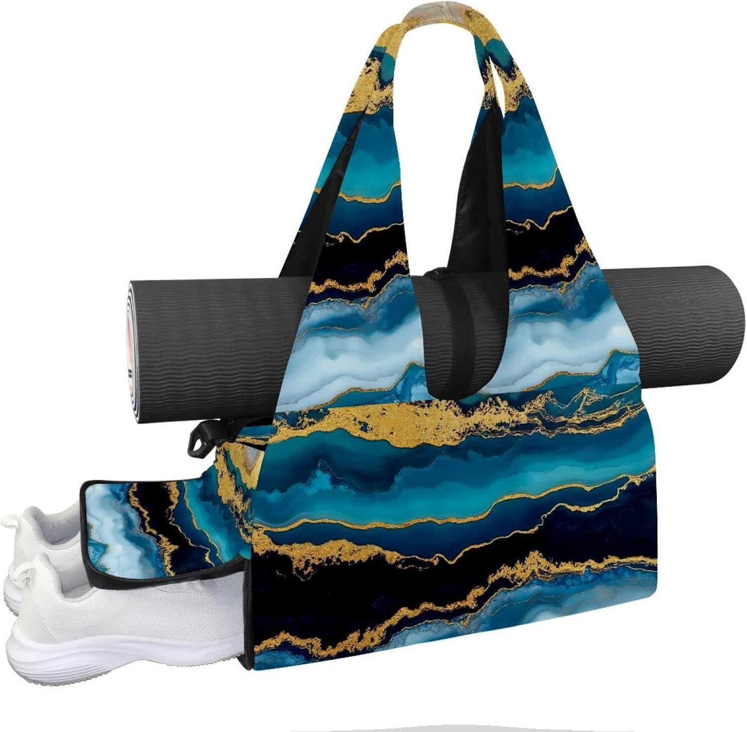 Yoga Mat Bag, Gym Workout Bag with Shoe Compartment, Glasses Cat Pilates Bag for Women, Quick Access Storage Yoga Tote Bag for Sports Travel Office