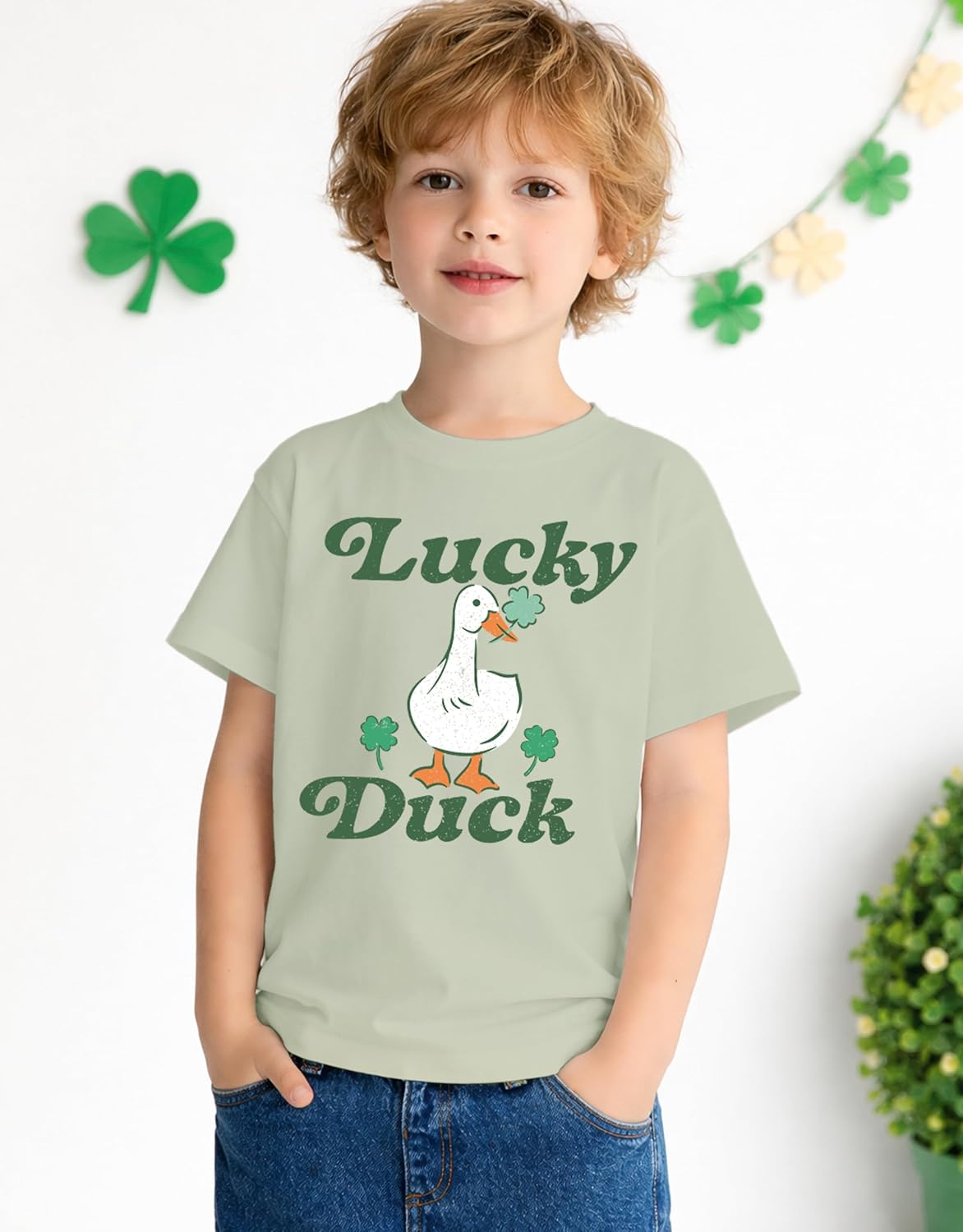 Toddler St. Patrick Day Shirt Vintage Boys Lucky Duck Graphic Tee Tops Cute Lucky Clover Irish Baby Summer Clothes - Image 5