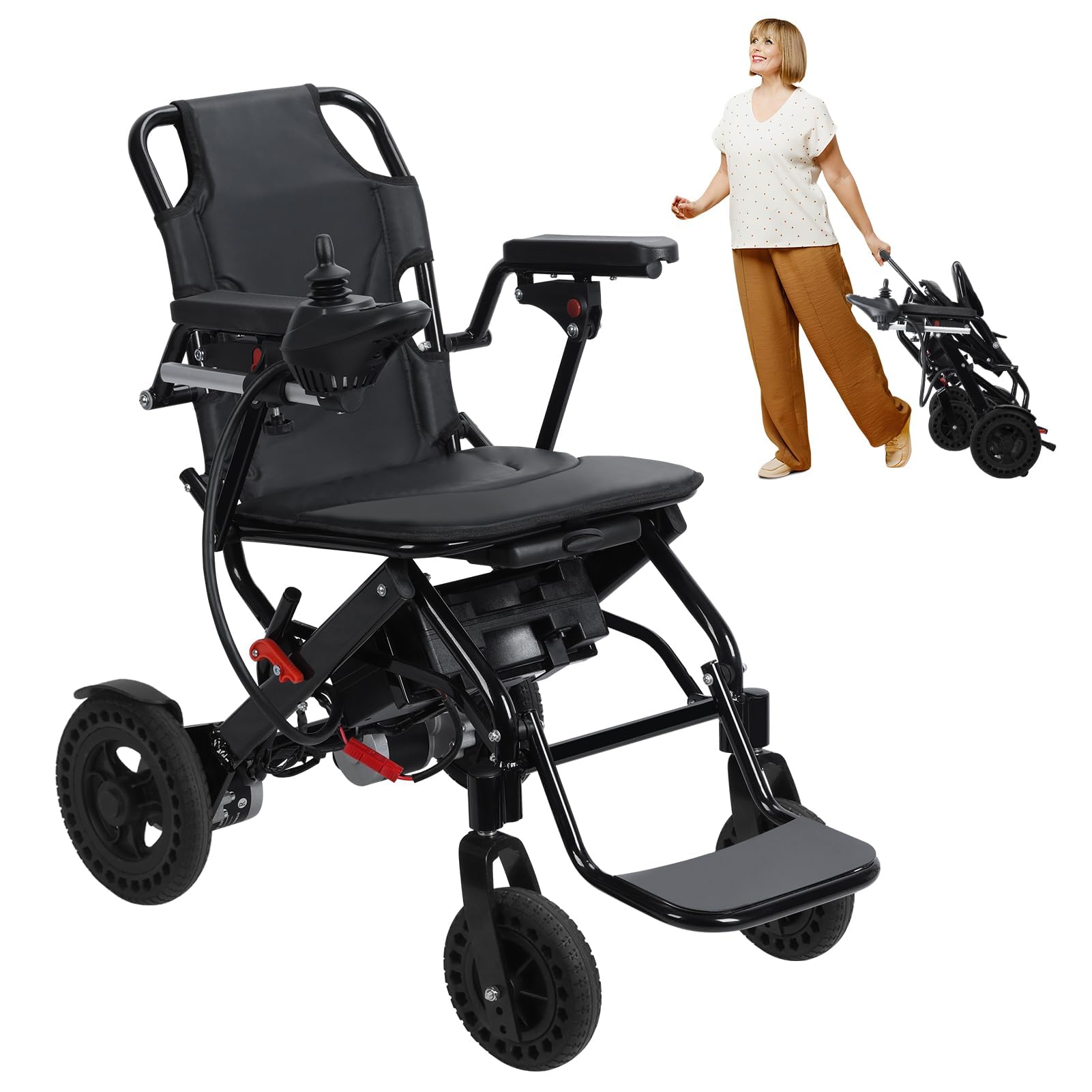 Silla de ruedas eléctrica, sillas de ruedas motorizadas plegables ligeras para adultos, silla eléctrica portátil de 500 W, rango de 12 millas, silla de ruedas eléctrica todo terreno para personas