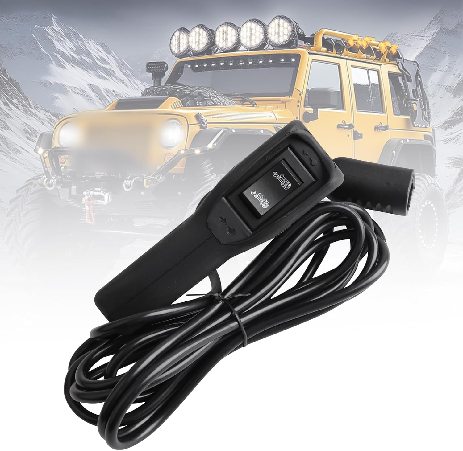 83665 Winch Hand Held Remote Compatible with Ford Ram Power Wagon Winch Remote Control Plug-in 12 Foot Connector Cable Wire for WARN M8000 M12000 VR12000 Zeon 10S with 3 or 5 Wire Round Plugs