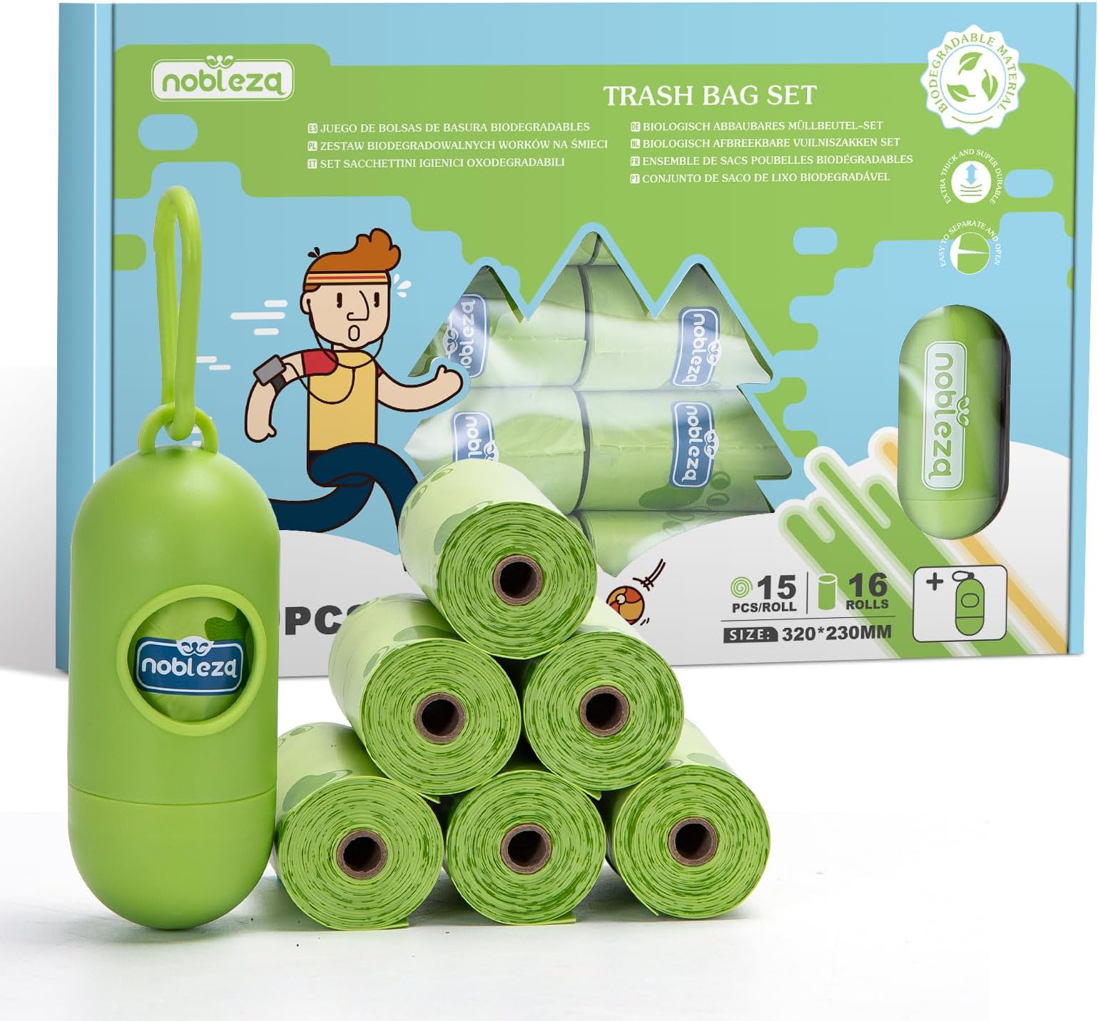 JBBFCAN Dog Poo Bags 240 Pink Large Poop bags with Dispenser,Super Strong 100 Leak Proof Poo