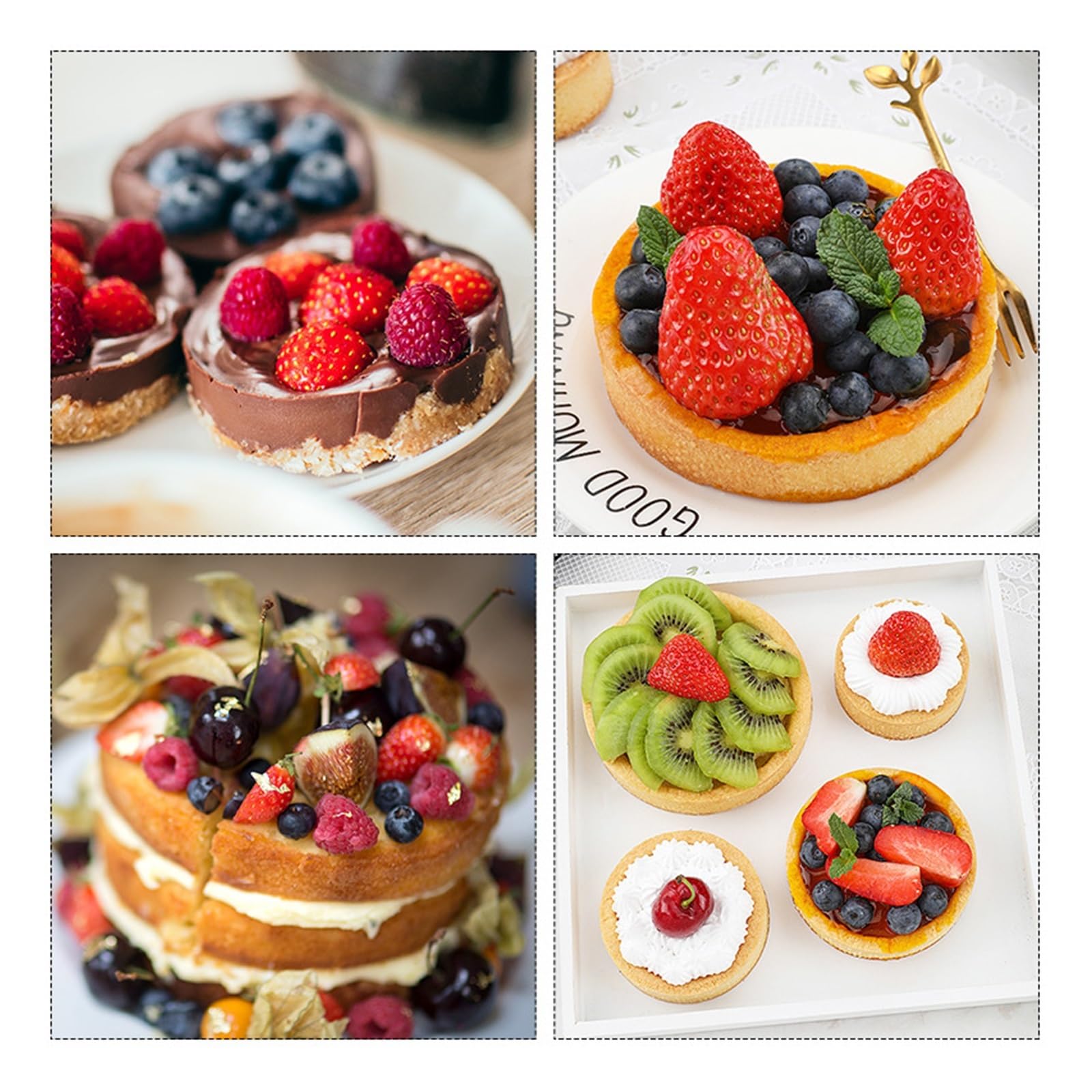 SSIMOO 6 8 10 CM en Acier Inoxydable Tarte Moule Anneau Tartelette Gâteau Mousse Moules Biscuits Pâtisserie Cercle Cutter Tarte Anneau Perforé (Color : 8PCS 8CM)