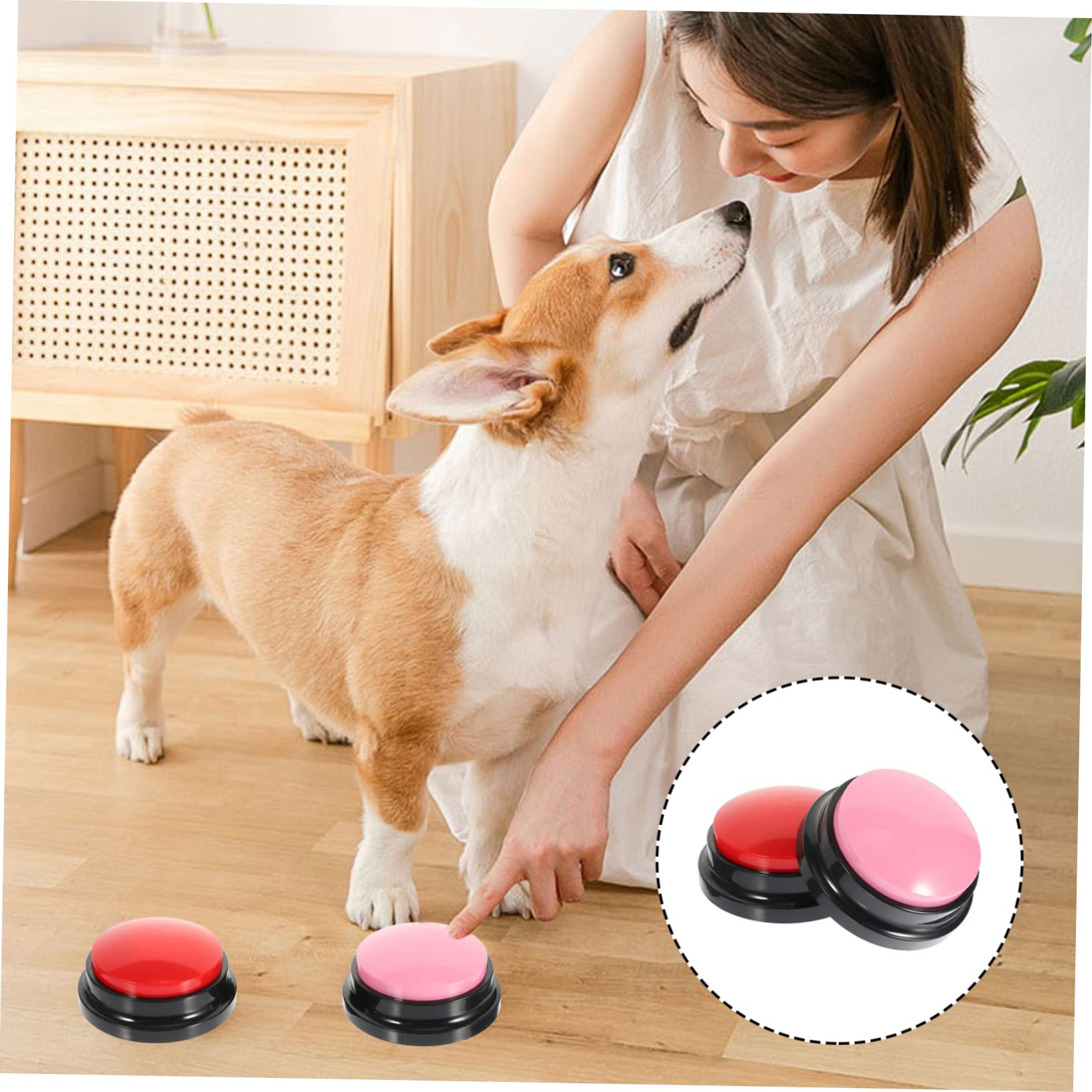4piezas Botones Interactivos para Mascotas Botones Grabables para Perros y Gatos Juguetes De Comunicación De Sonido Entrenamiento y Entretenimiento Colores