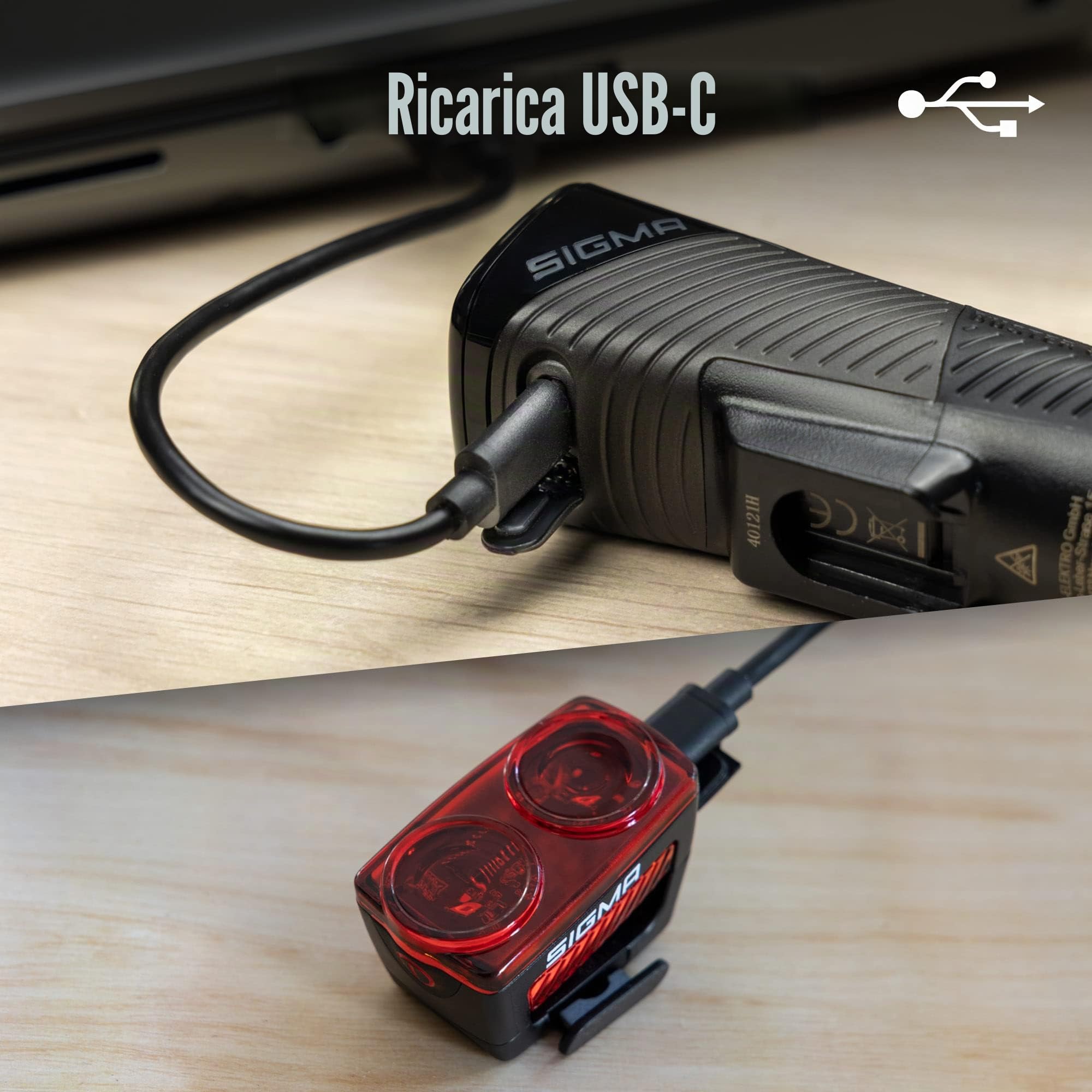 SIGMA BUSTER 800 FL& RL150 | Set di luci per bicicletta ricaricabili via USB | Luce anteriore con 800 lumen e 5 modalità di illuminazione | Luce posteriore con funzione di luce di stop