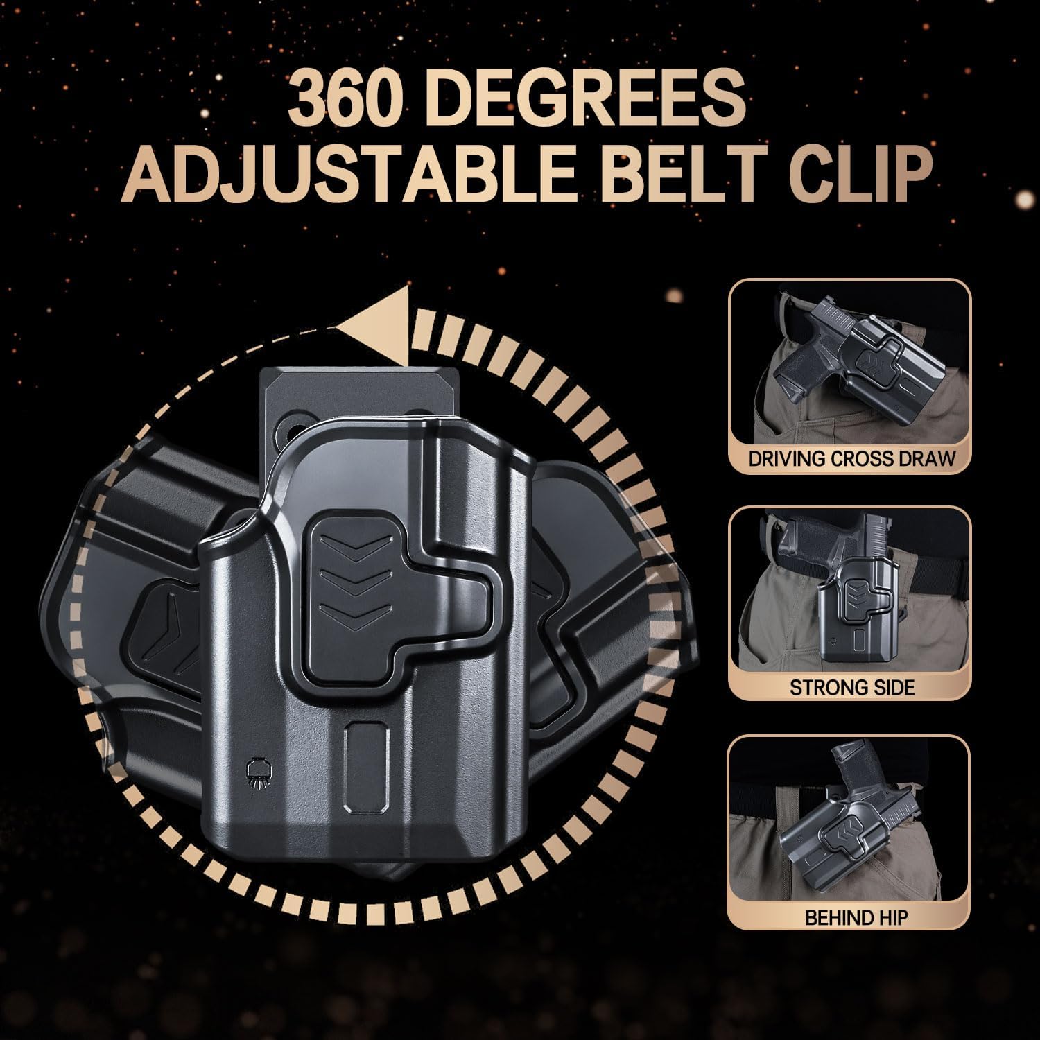 WARRIORLAND Hellcat TLR-6 OWB Holster Index Finger Release Fit Springfield Hellcat with TLR6, Outside Waistband Carry Holster for Hellcat TLR6, 360 Degree Adj. Belt Clip Fit 1.5-2.25 Inch Belt, Right