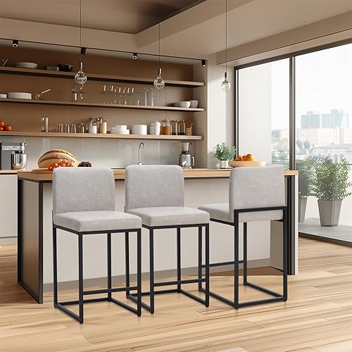 Miniatura 66 de Sophia & William Juego de 2 taburetes de bar marrones, taburetes de bar de 24 pulgadas de altura de mostrador para isla de cocina, taburetes de bar