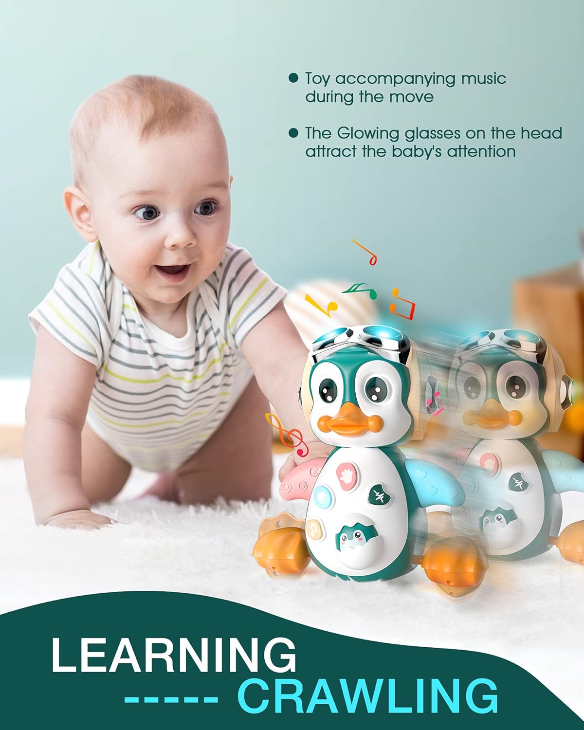 Cola Bear Baby Musical Toys 6 to 12 Months, Infant Crawling Toys for Boys and Girls with Music and LED Lights, Learning Dancing Singing and Walking Toy for Toddler : Toys & Games