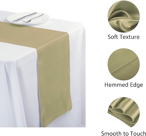 Miniatura 9 de Cupuamon Camino de mesa de satén, 1 paquete de 12 x 108 pulgadas para fiestas, bodas, mesas redondas rectangulares para sillas (rosa polvo, 1 unidad)