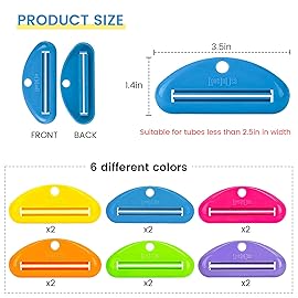 LOVEINUSA Toothpaste Squeezers Bulk, 12PCS Multicolor Toothpaste Clips Tube Squeezer Dispenser Assorted Colors for Hair Gel Glue Tube Ointment