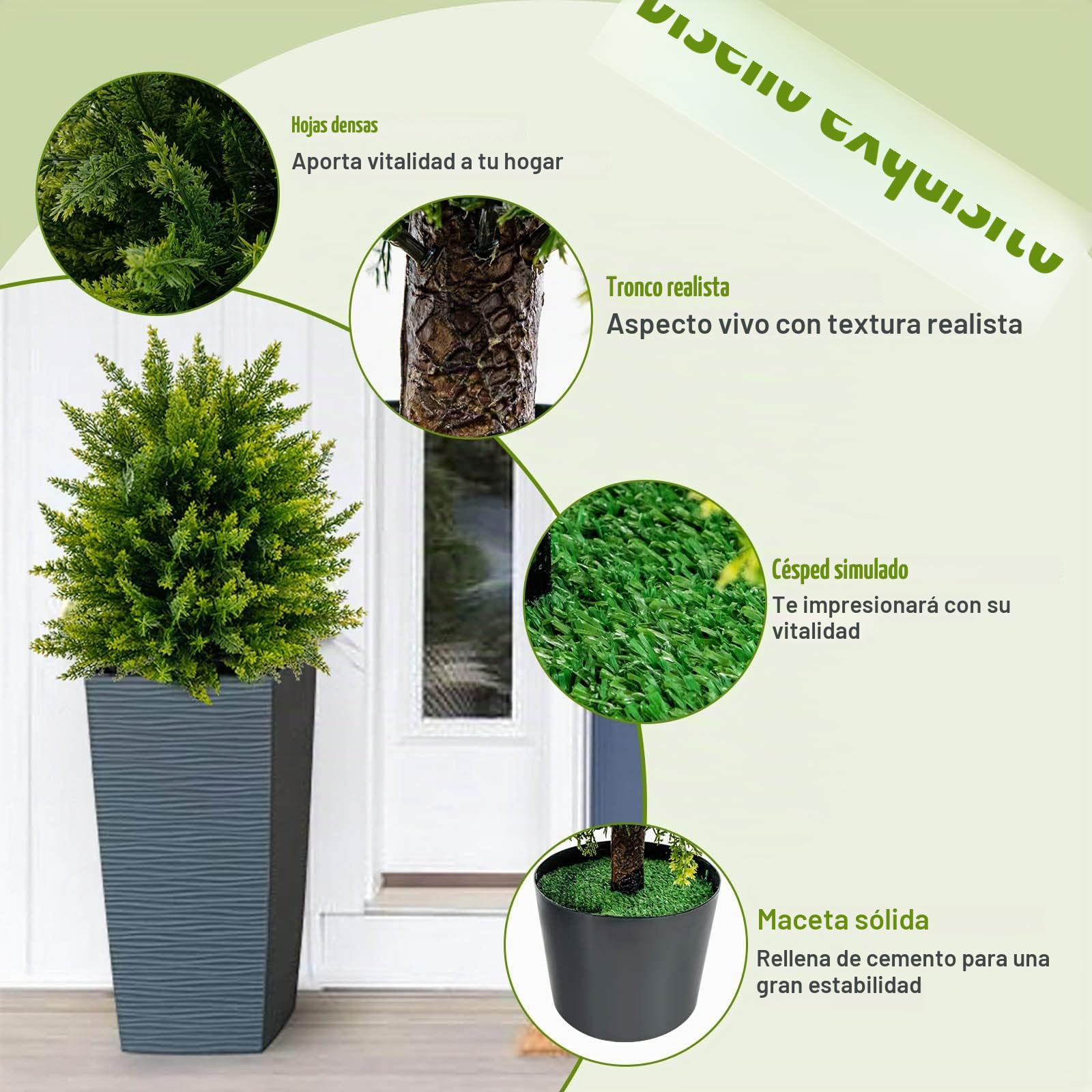 GIANTEX Juego de 2 Árboles Artificiales de Cedro de 55 cm, Plantas Falsas de Arbusto en Maceta con Cemento para Decoración Interior y Exterior
