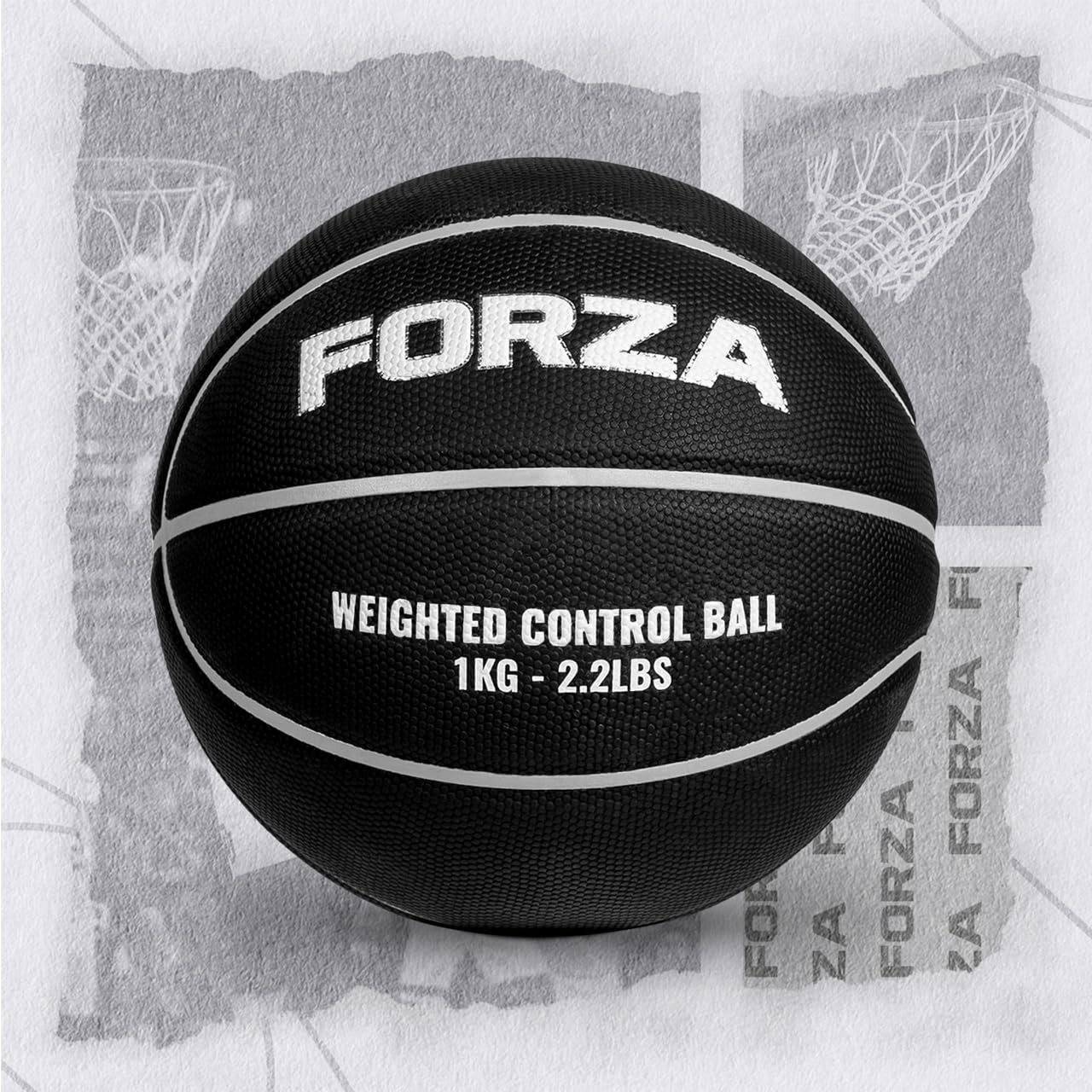 FORZA Weighted Control Training Basketballs [Size 7 ] | Improve Dribbling, Speed & Strength - 3 Weight Options: 1kg, 1.5kg or 2kg (1kg)